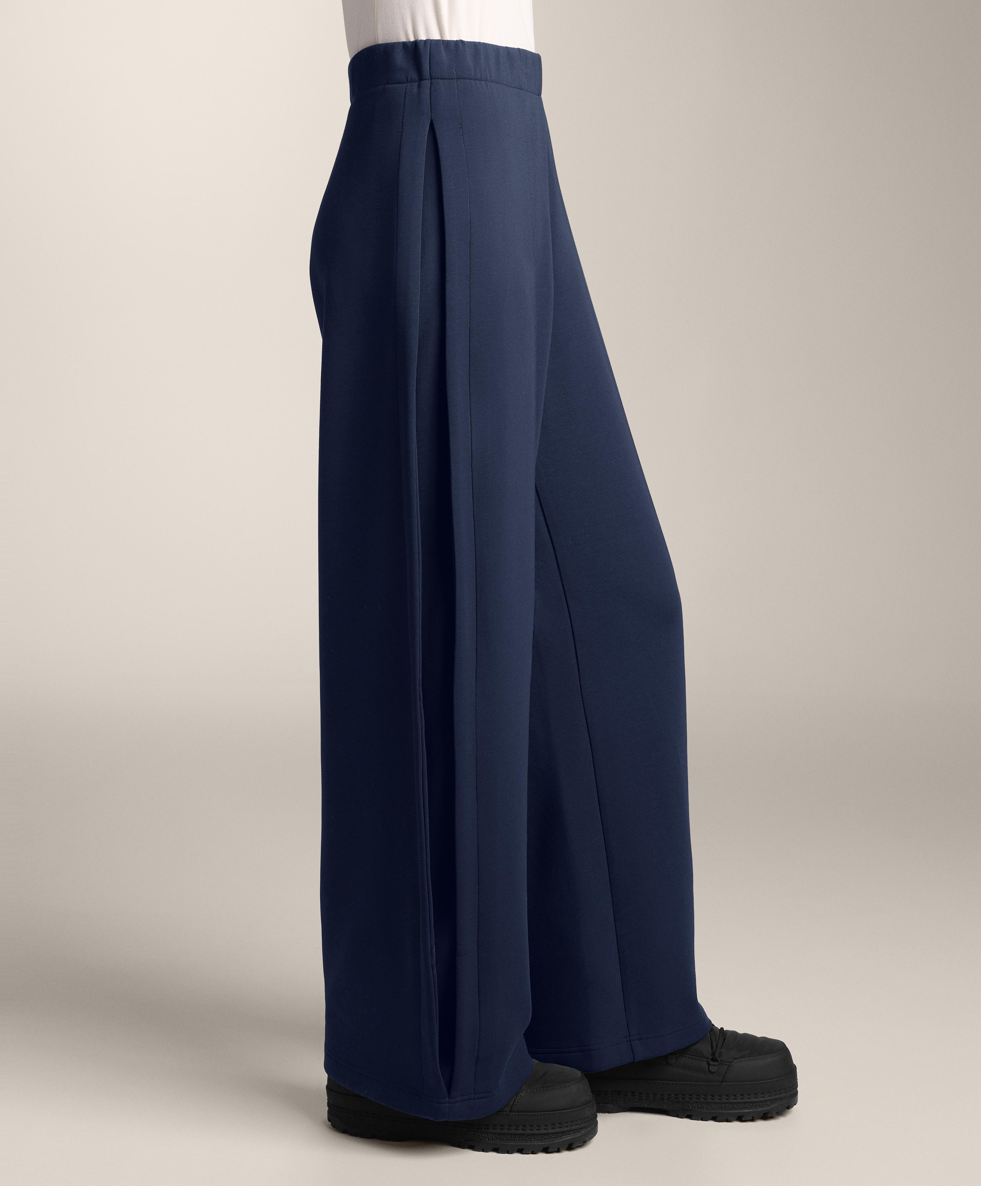Cocoon trousers with side pleat and brushed modal — NAVY BLUE