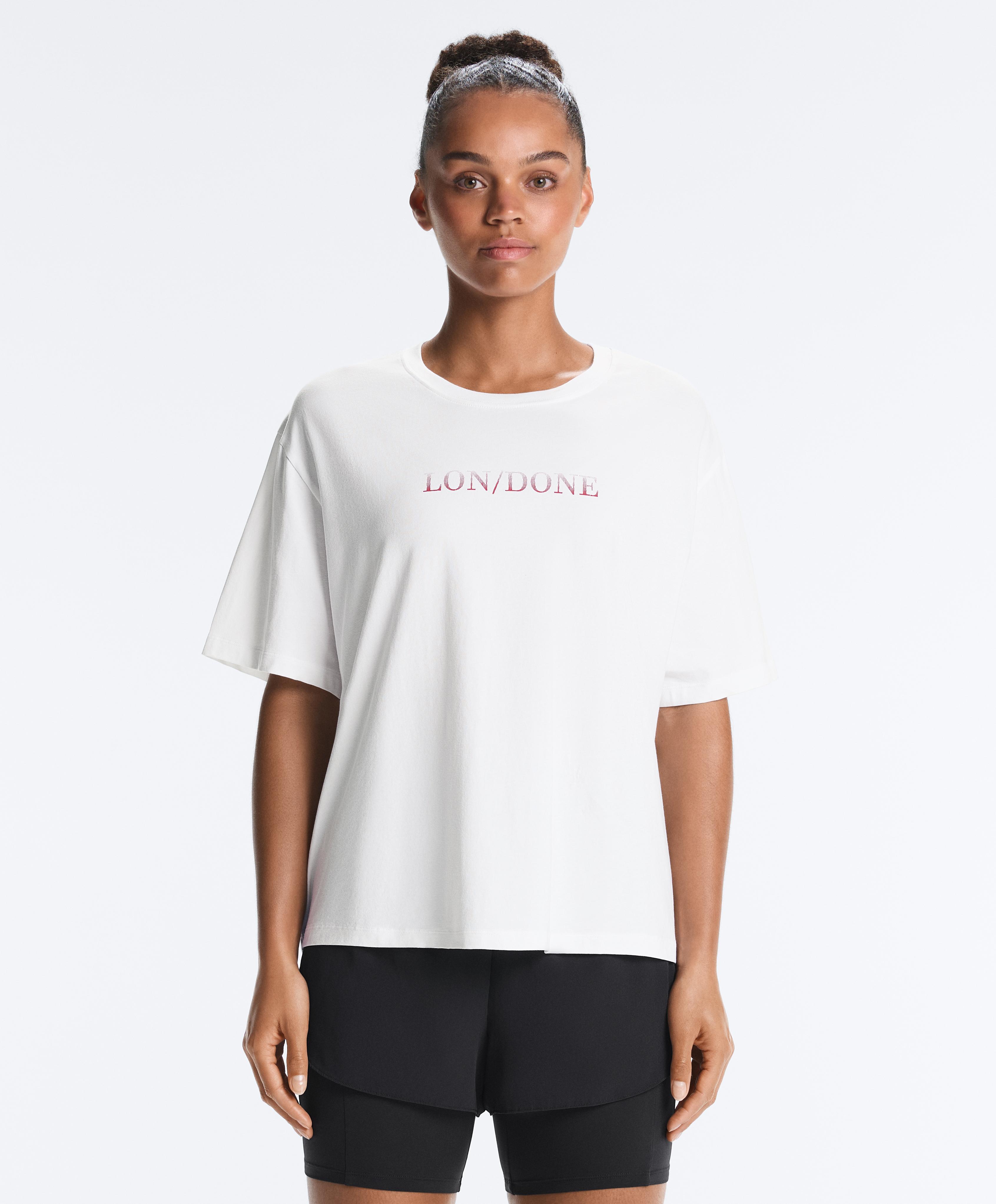Boxy cotton blend T-shirt London — WHITE 