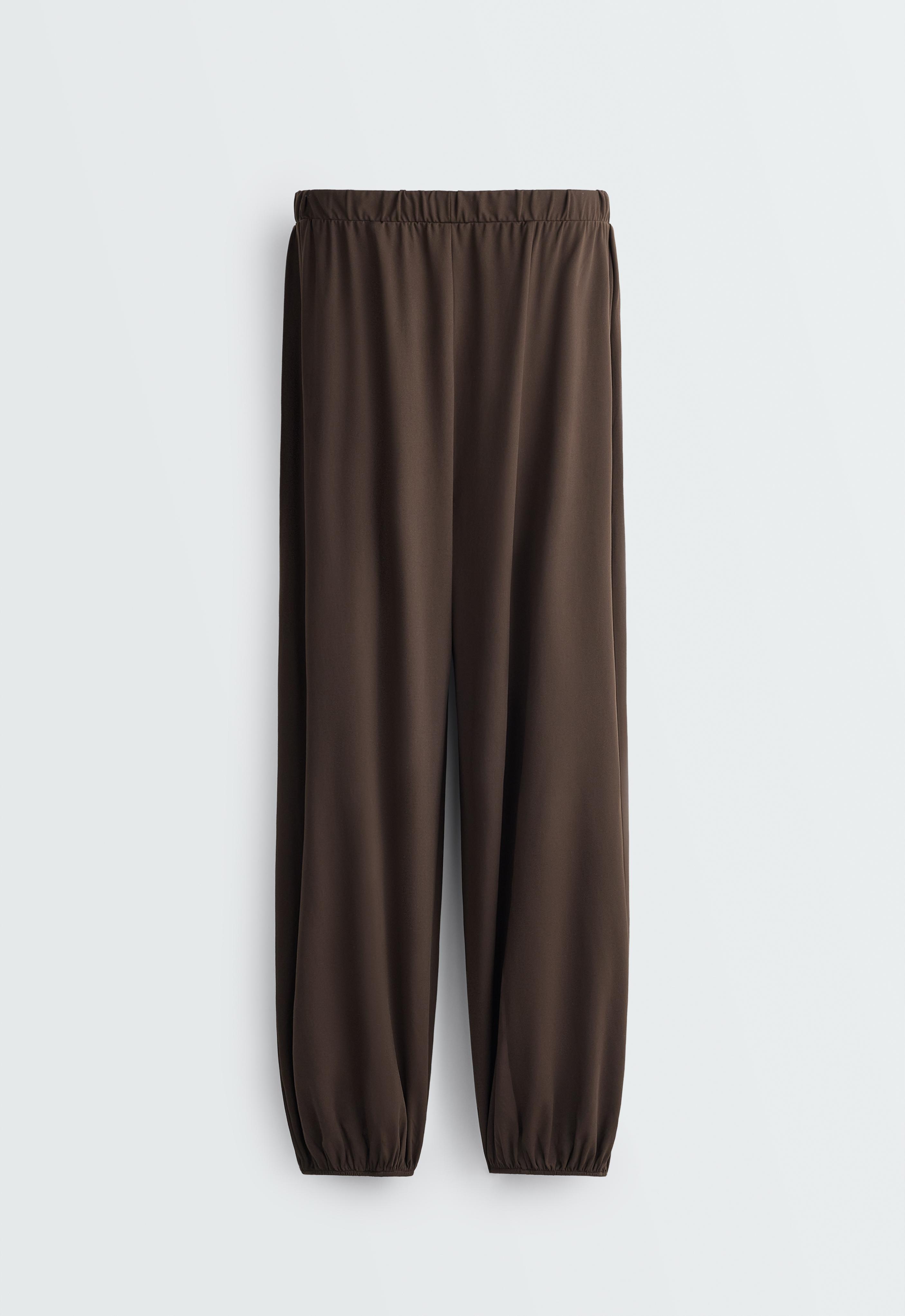 Comfortlux high-waisted pleated joggers — BROWN