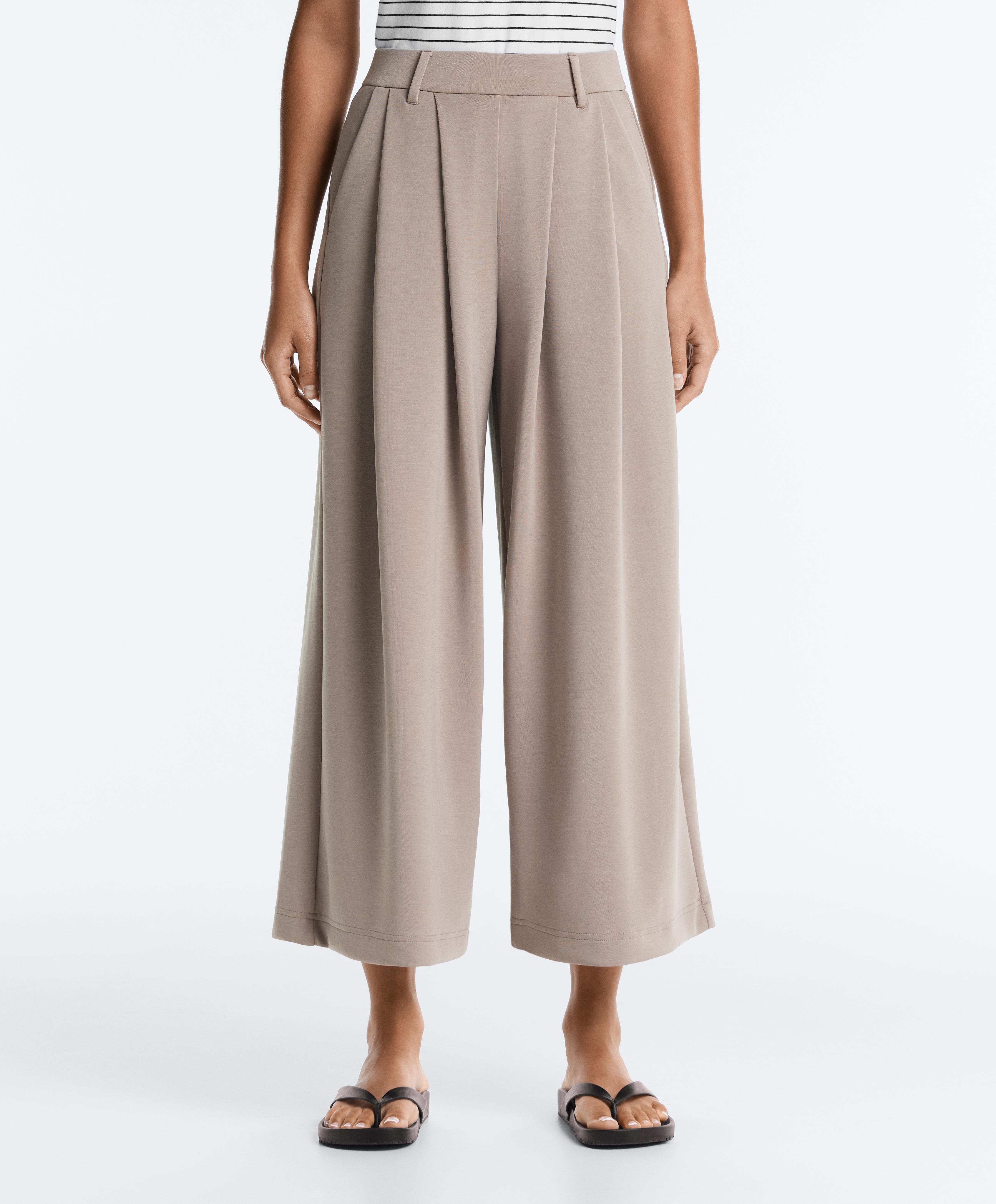 Soft-touch wide-leg crop trousers with modal and pleats Soft-touch wide-leg crop trousers with modal and pleats