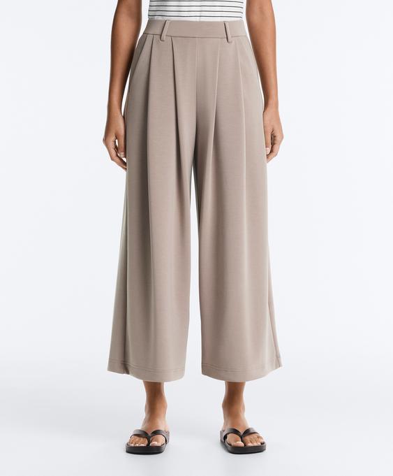 Modal içeren pilili crop pantolon