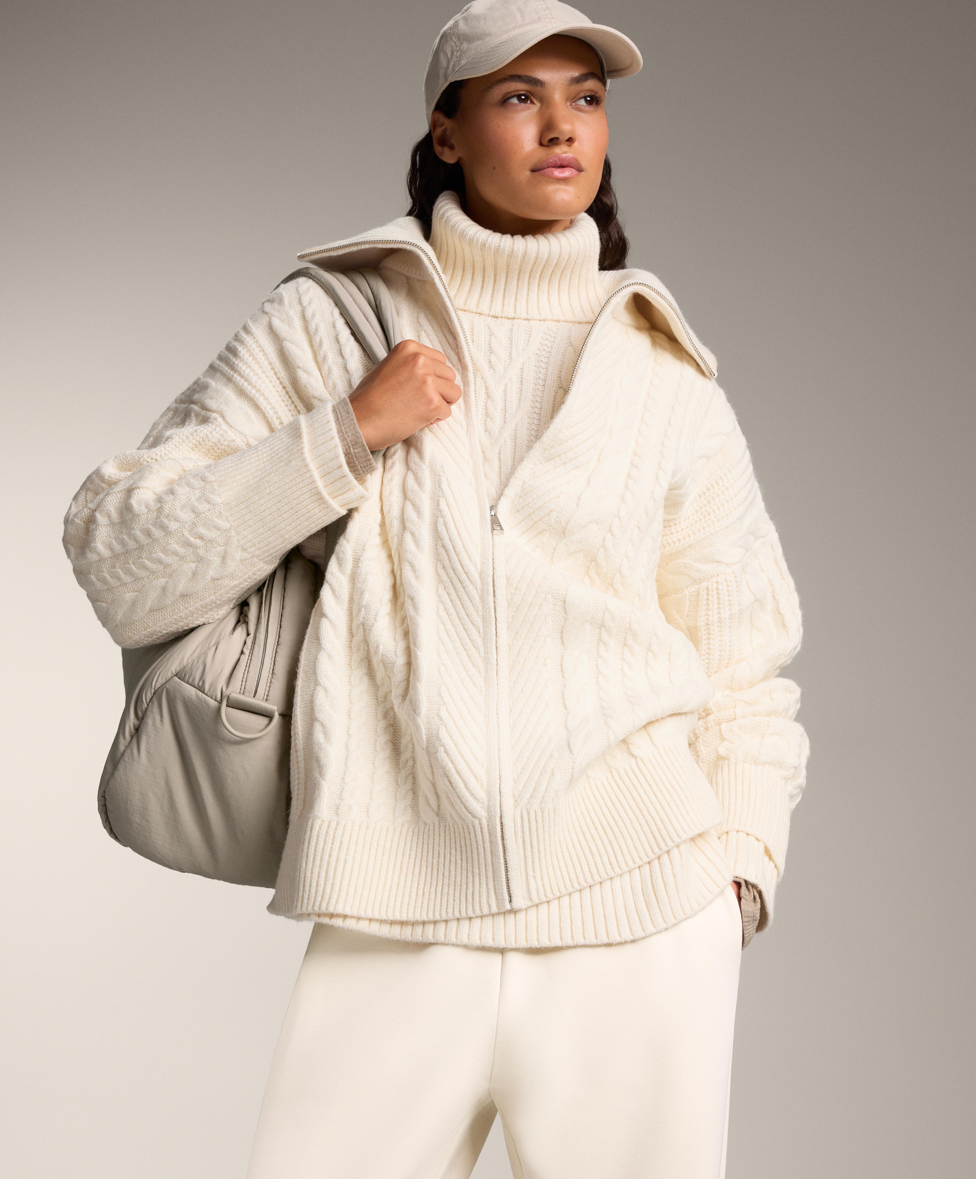 High neck cable knit jacket High neck cable knit jacket