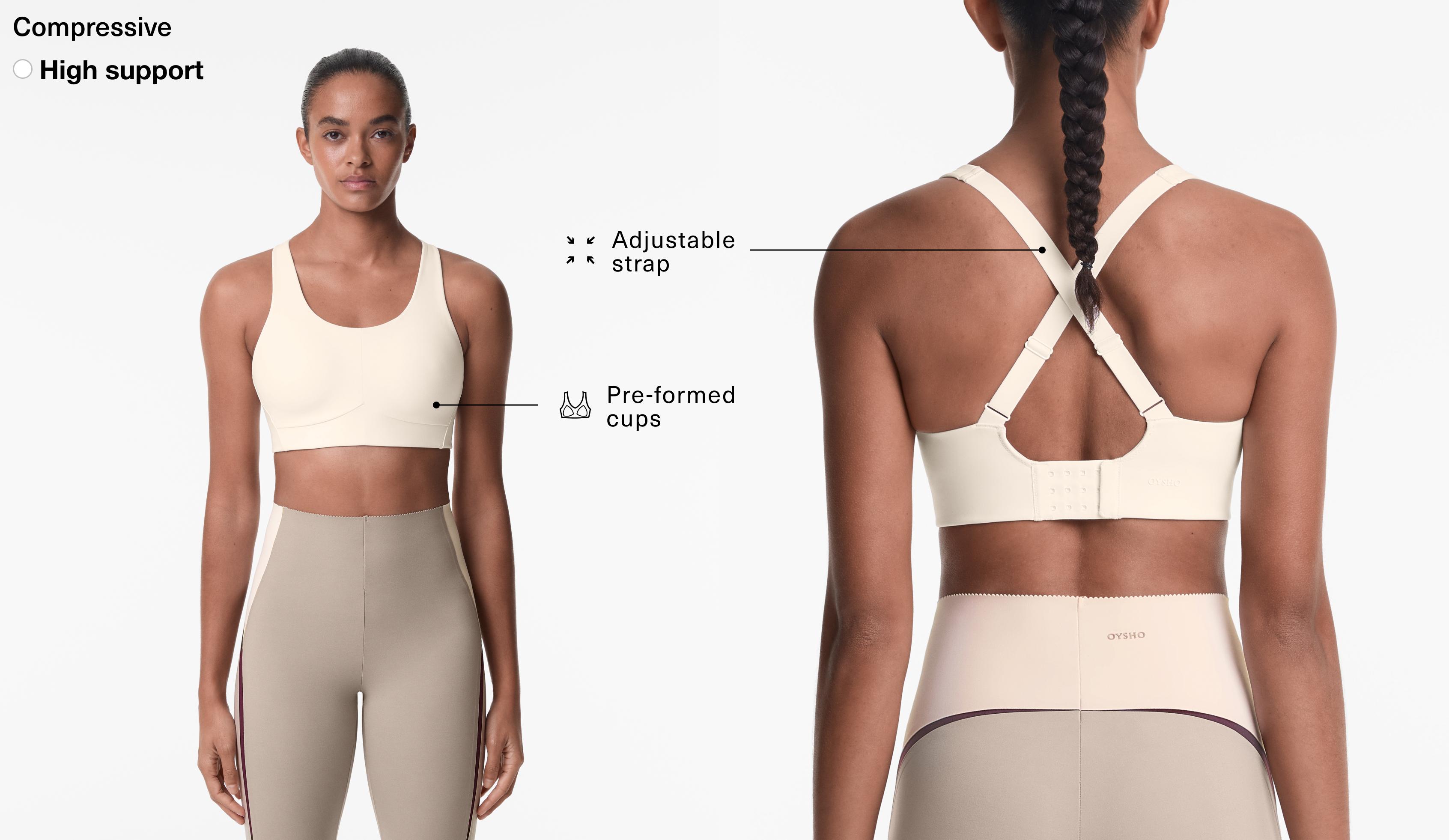 Brassière sport compressive à fort maintien