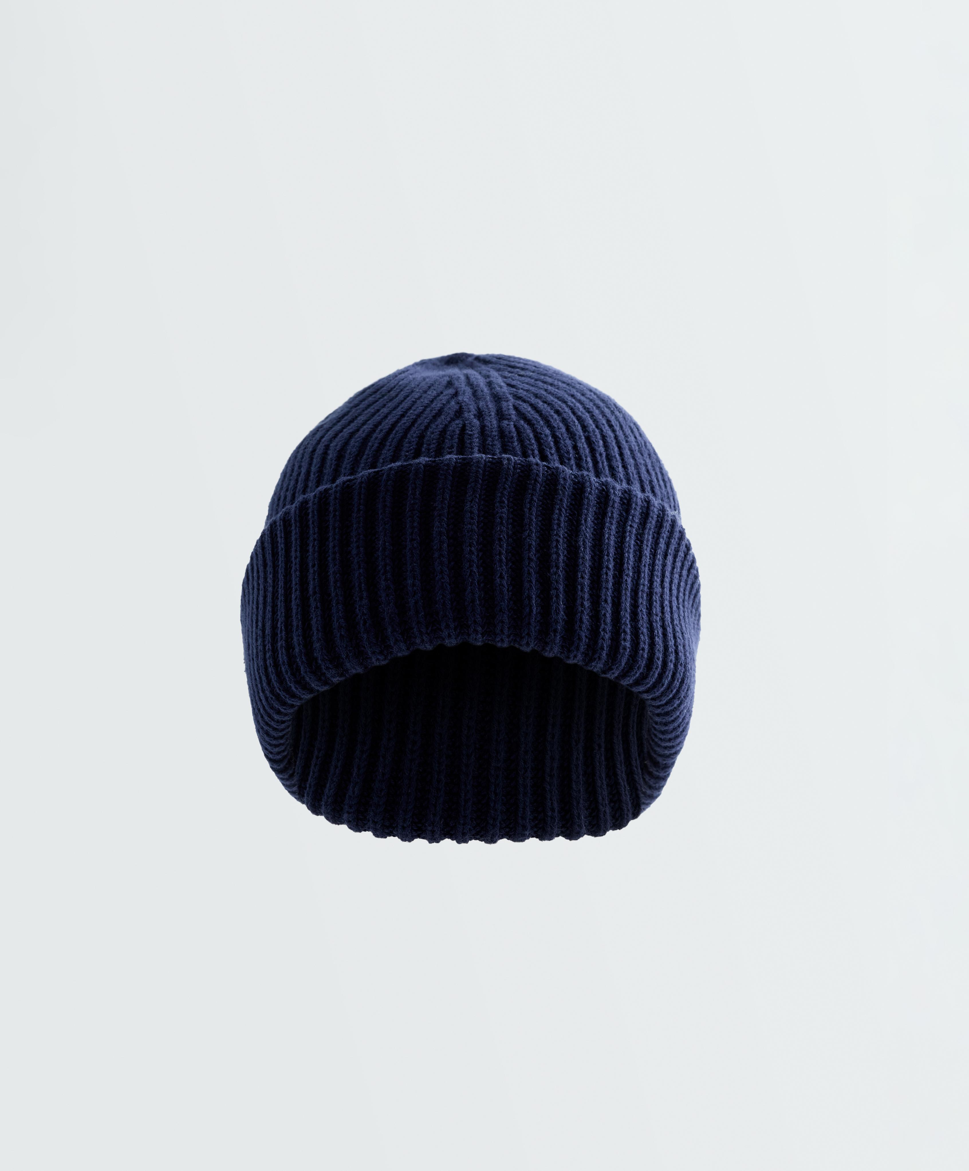 100% cotton ribbed beanie — NAVY BLUE