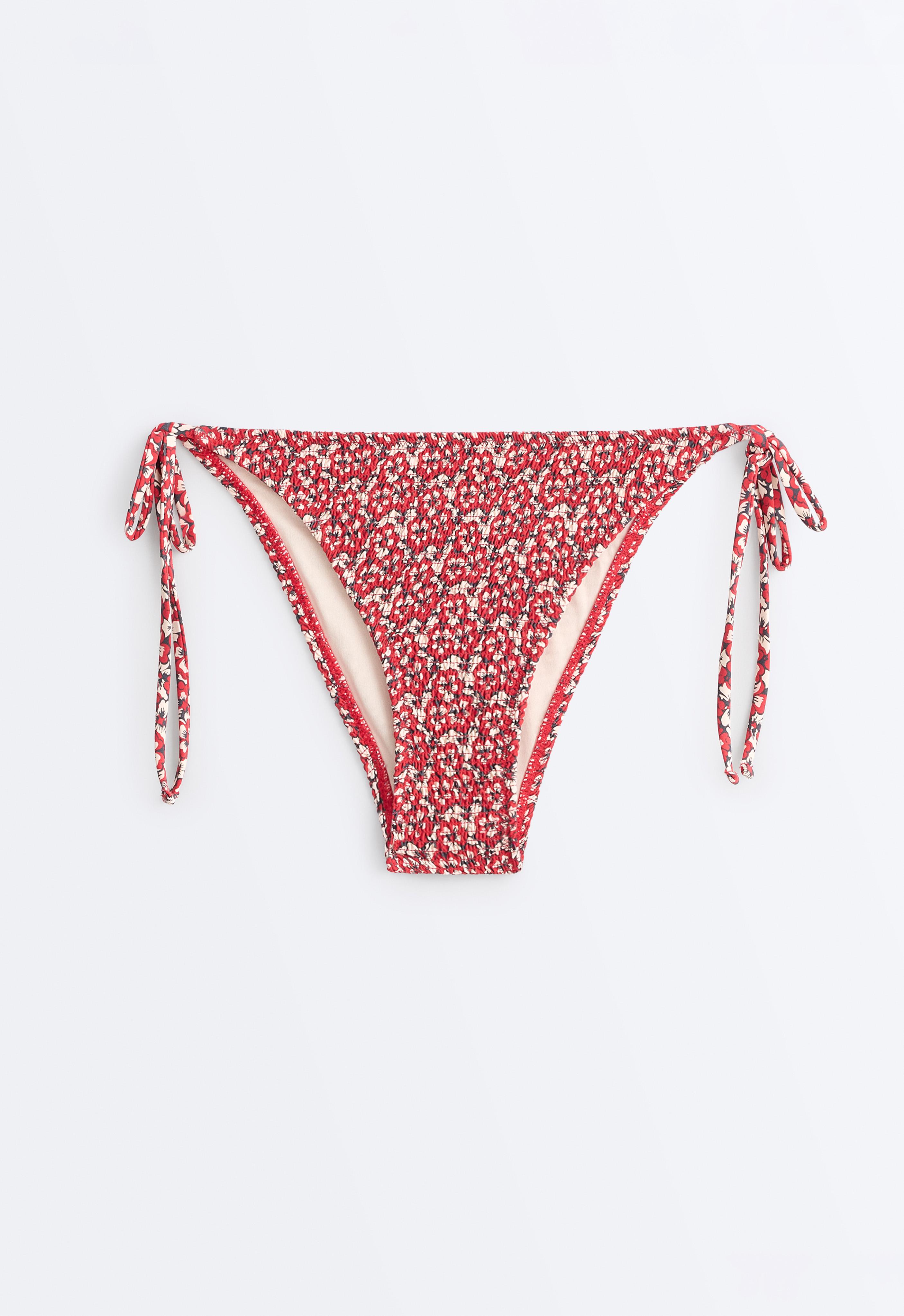 Smock tie medium-coverage bikini briefs — BRIGHT RED