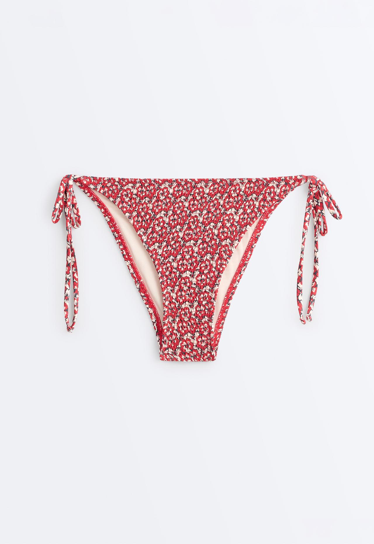 Smock tie medium-coverage bikini briefs — BRIGHT RED