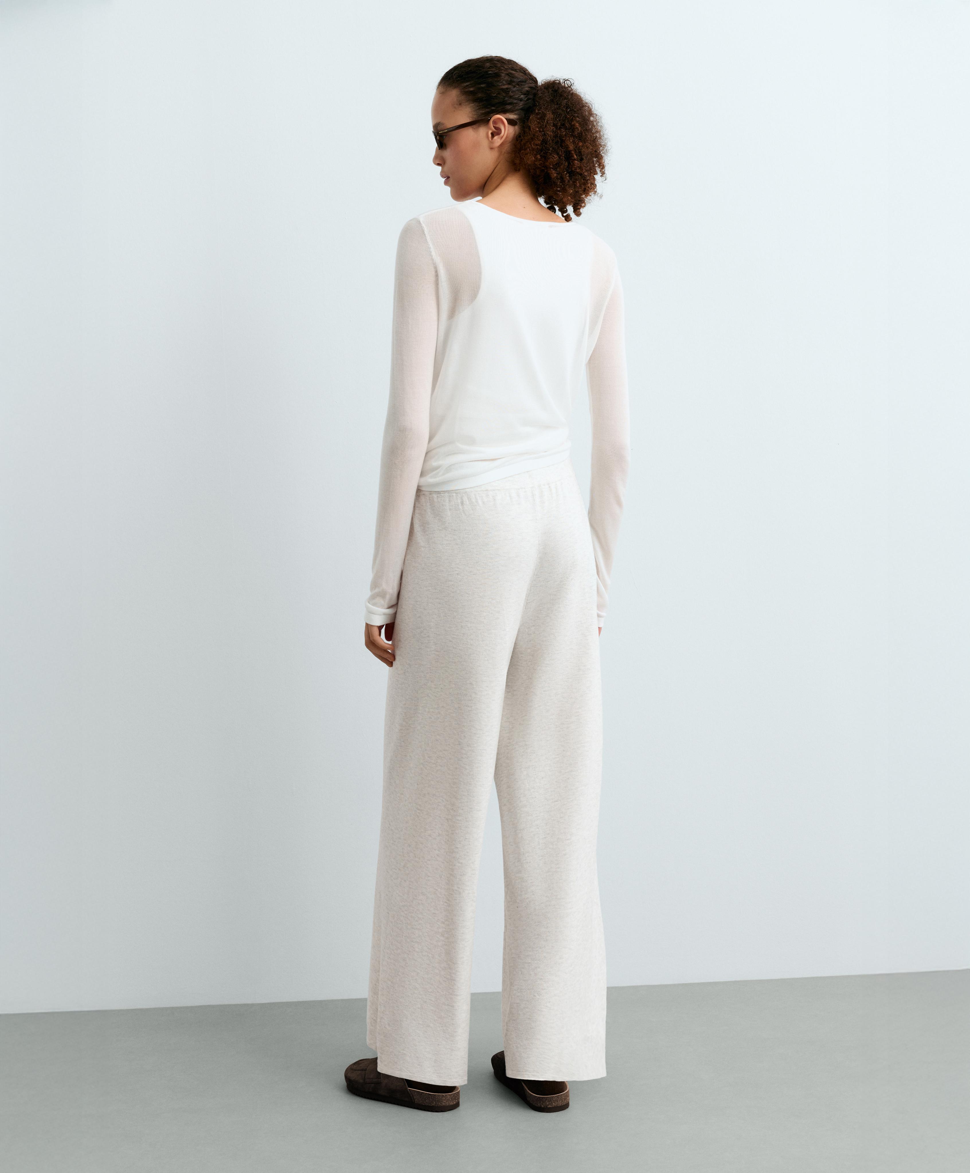 Straight-leg knit trousers — PALE GREY MELANGE