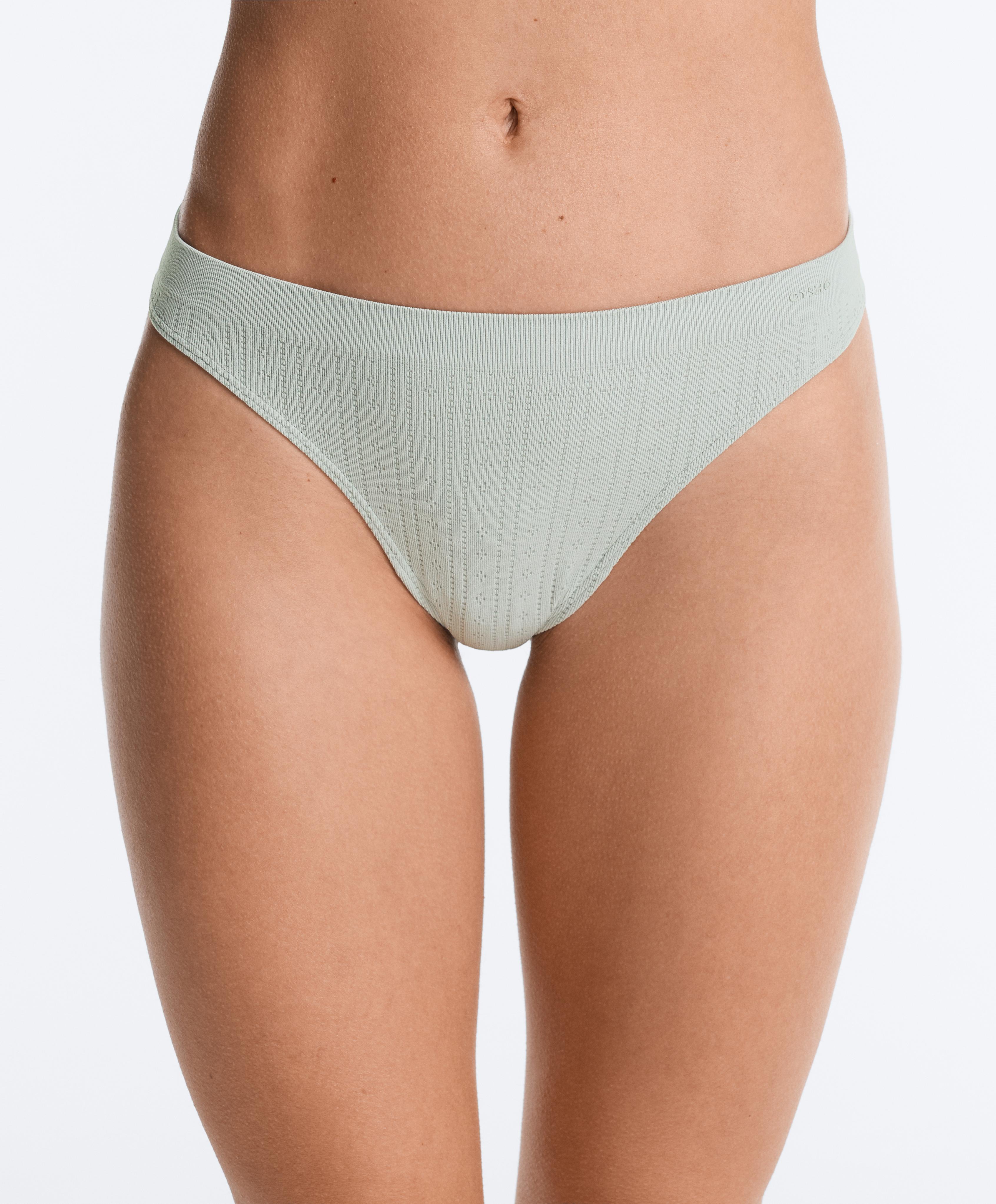 3 seamless soft-touch openwork Brazilian briefs — AQUAMARINE