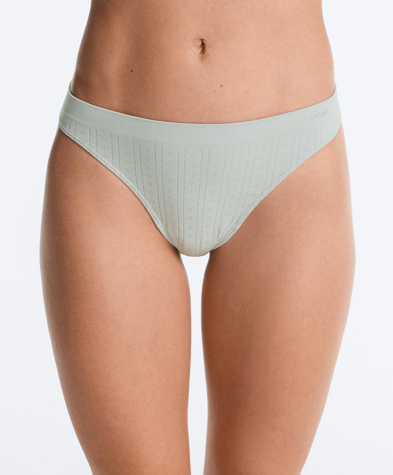 3 seamless soft-touch openwork Brazilian briefs — AQUAMARINE