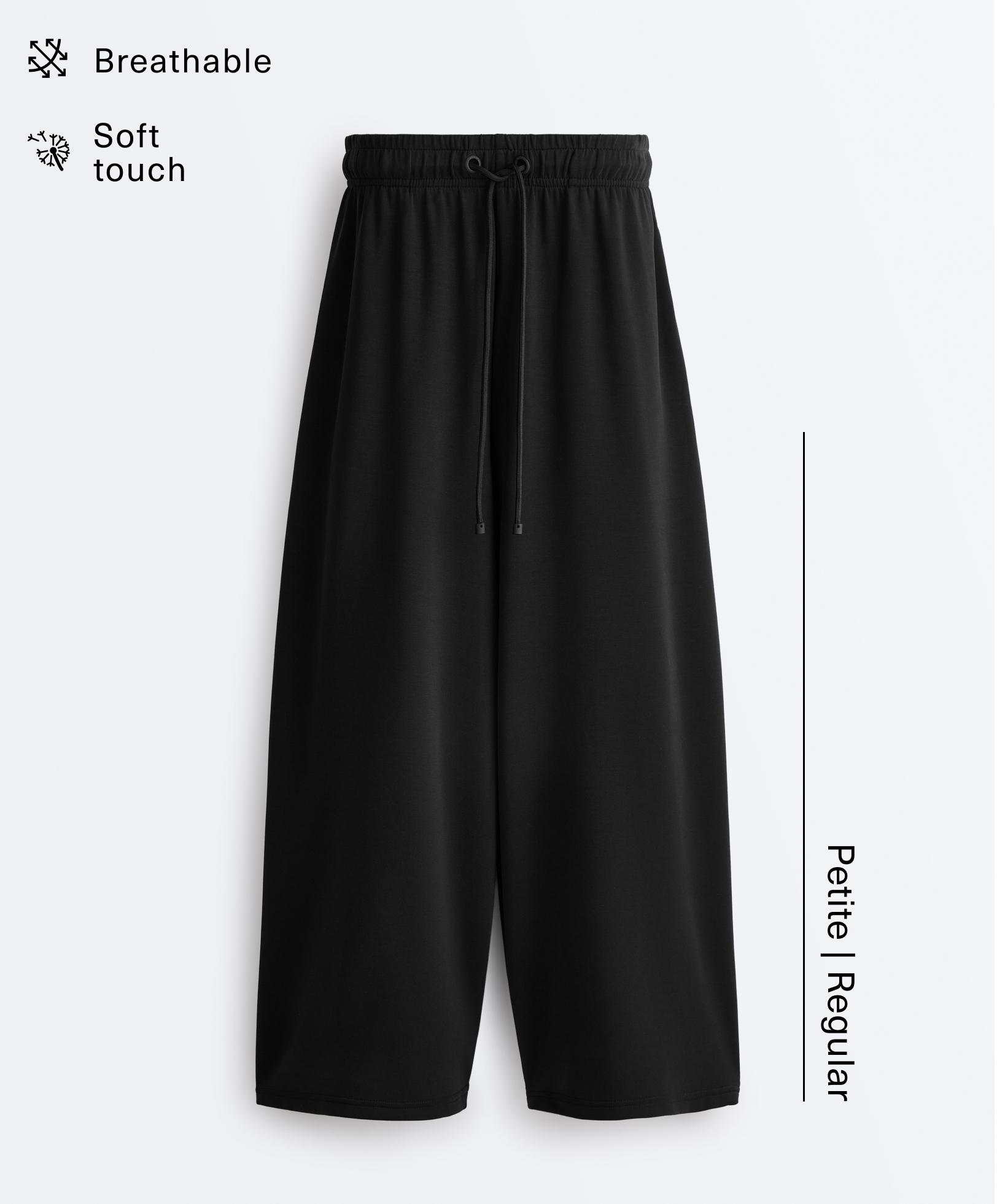 Soft-touch wide-leg crop trousers with modal — BLACK