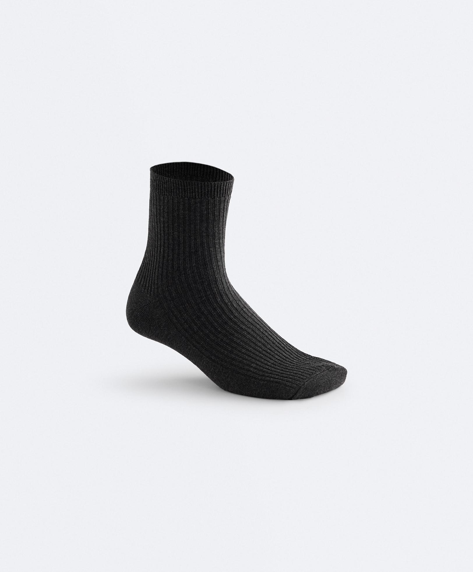 5 pairs of quarter socks with cotton — DARK GREY