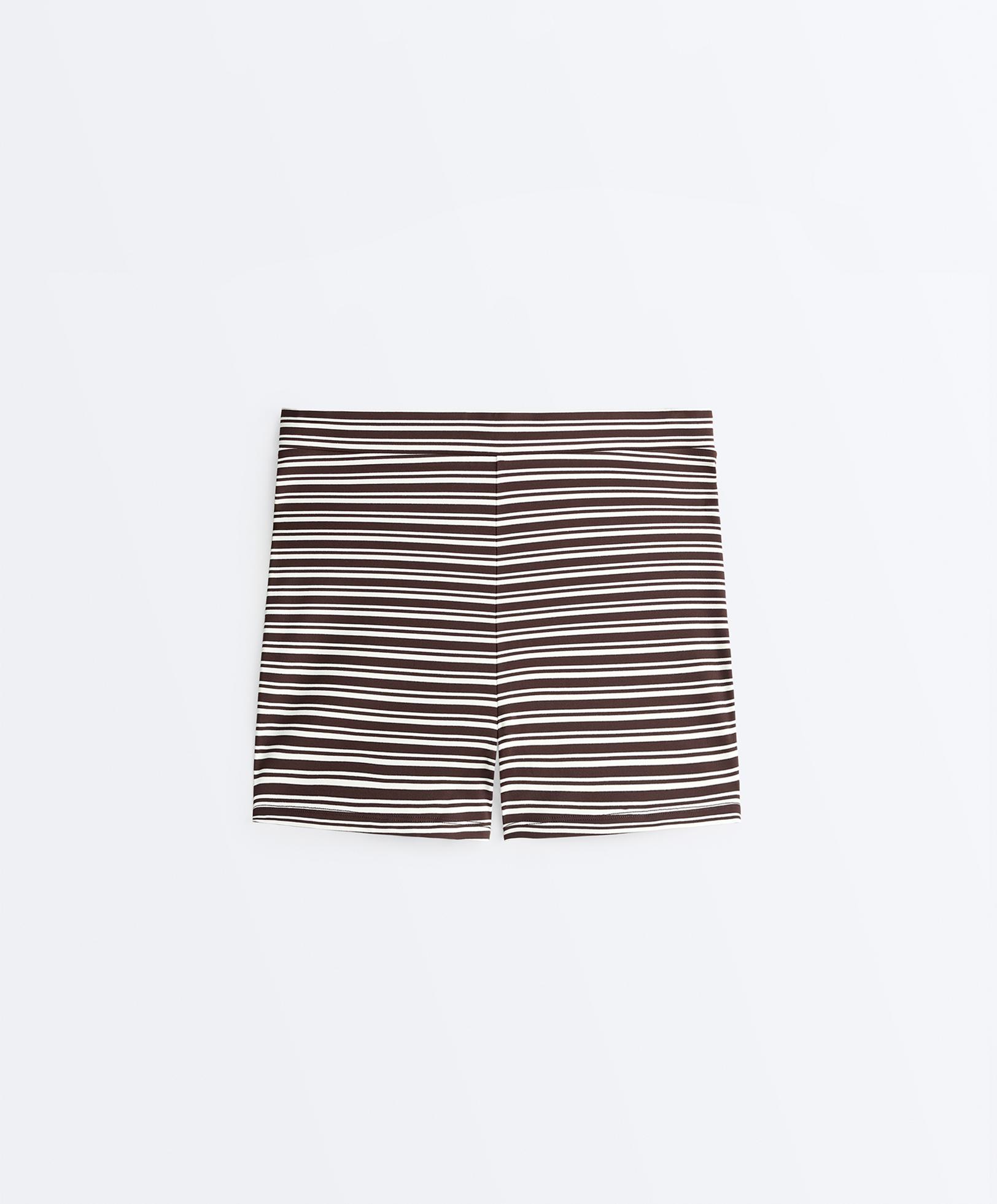 Comfortlux high-rise 5cm striped hot pants — DARK BROWN