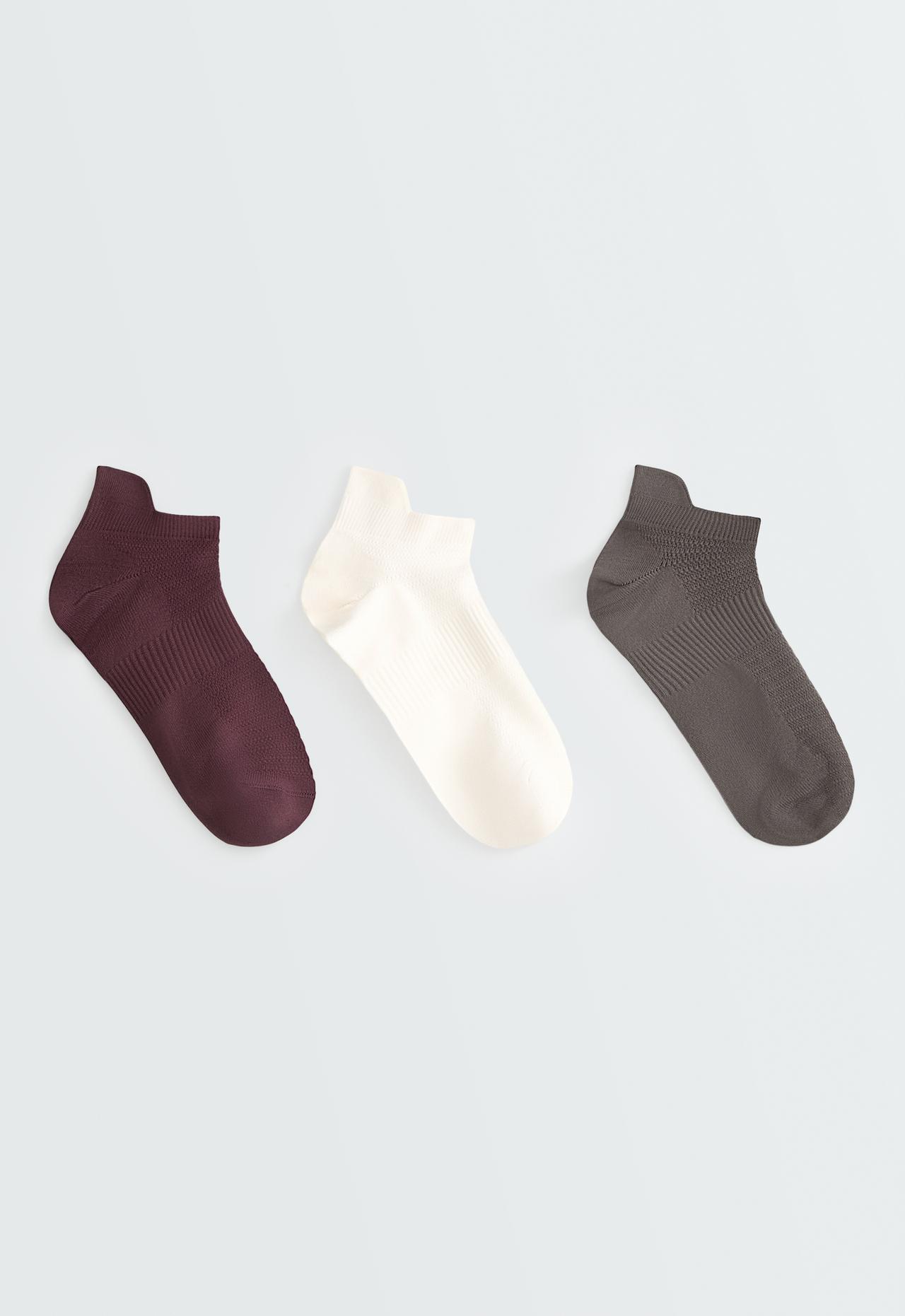 3 pairs of polyamide blend sports sneaker socks with tab — CHARCOAL GREY