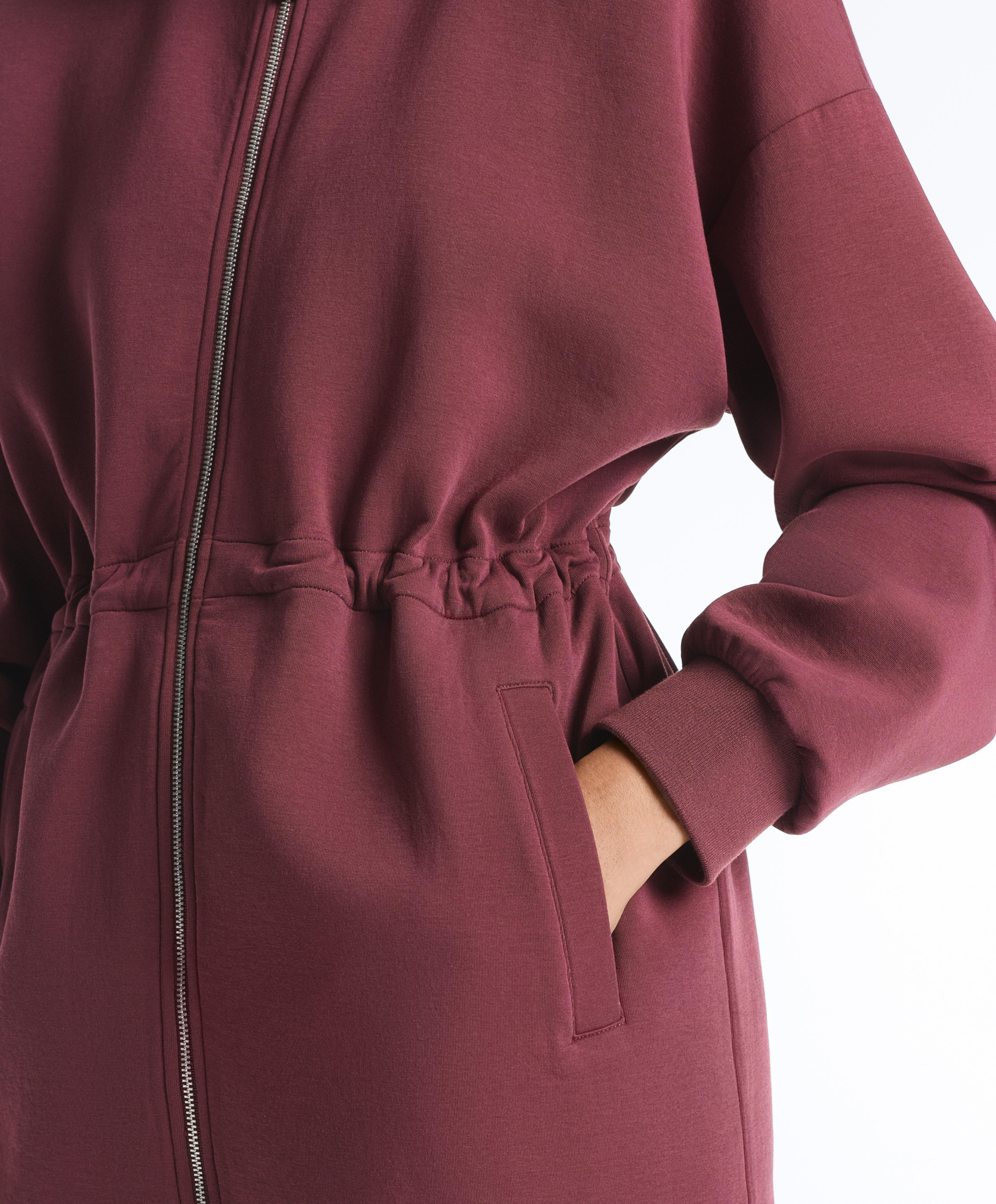 Long cotton blend high-neck jacket — CHERRY