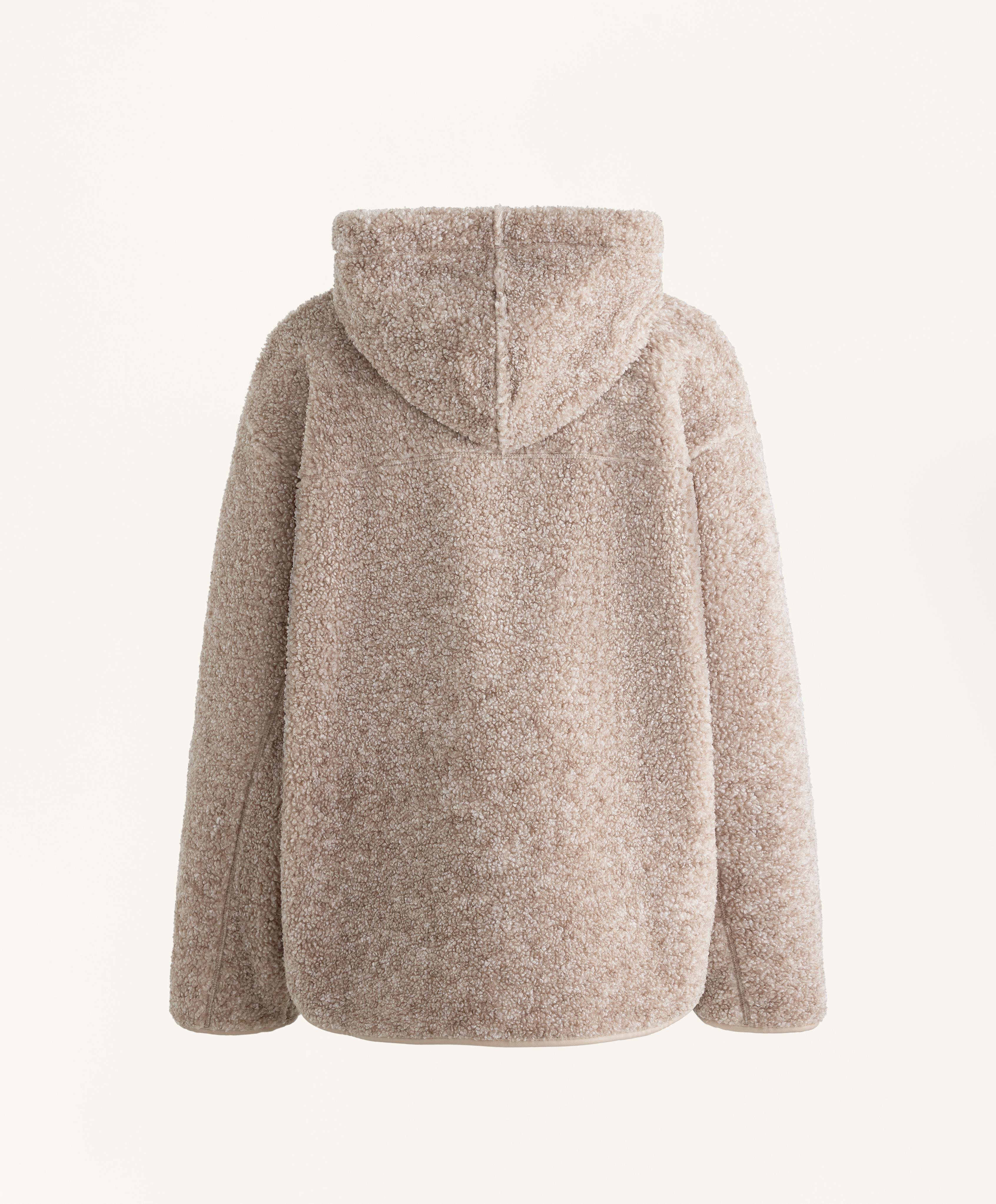 Faux-shearling hooded jacket — MINK MELANGE