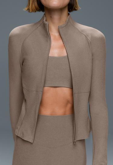 Marl seam technical jacket — DARK MINK 5