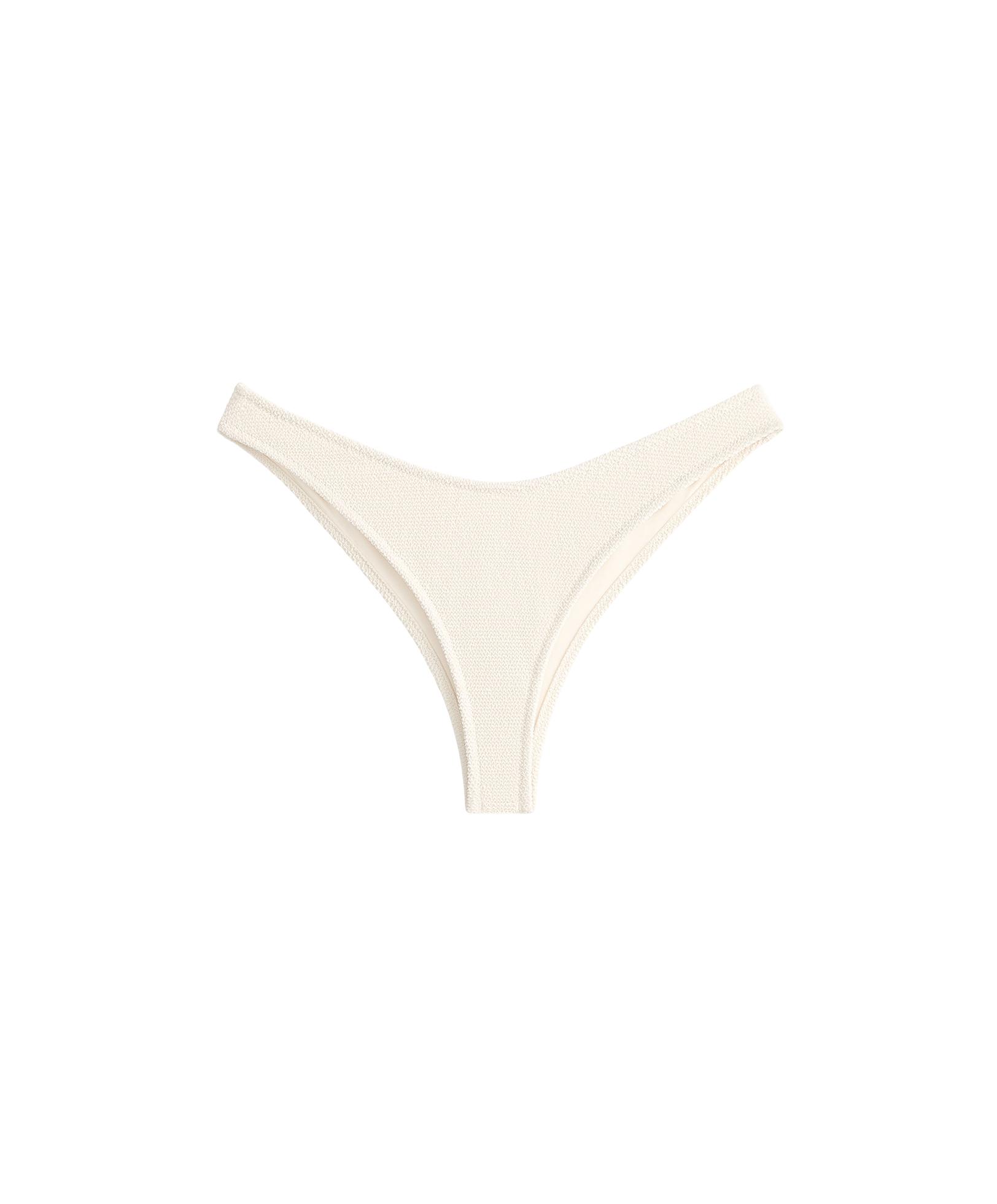 U-cut crinkle Brazilian bikini briefs — ECRU