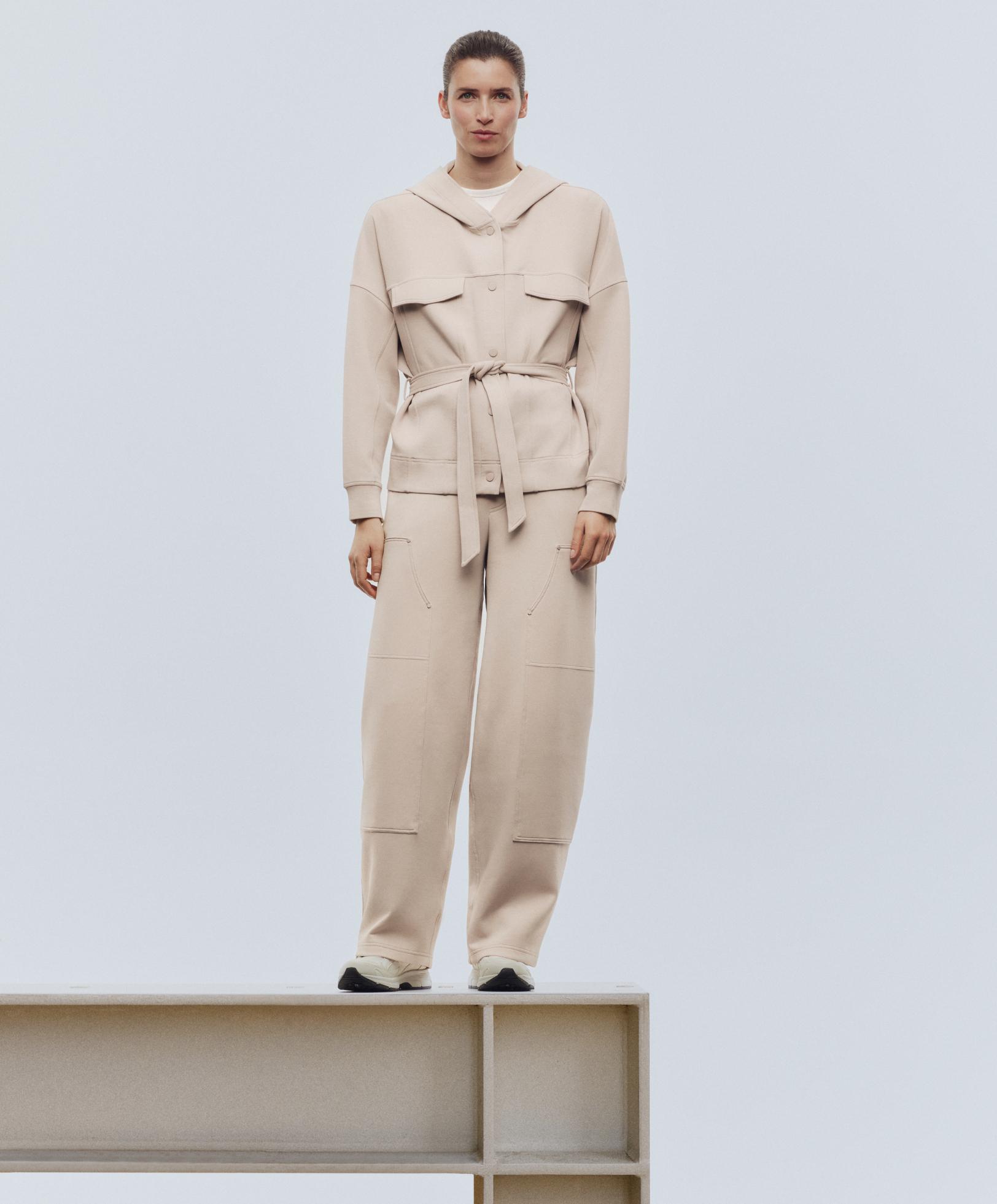 Camel cotton blend straight-leg tracksuit