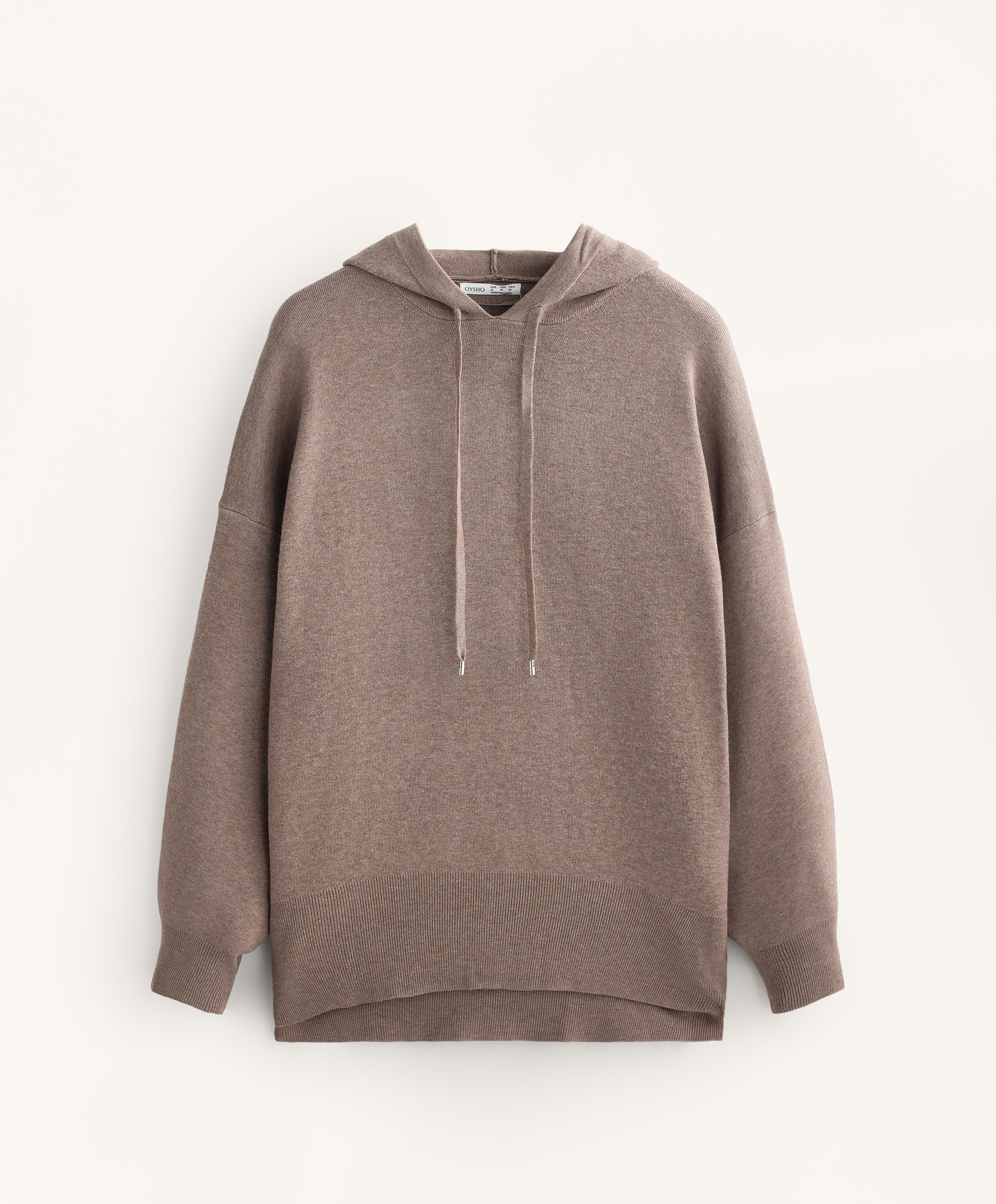 Long knit hooded jumper — PINK-MINK