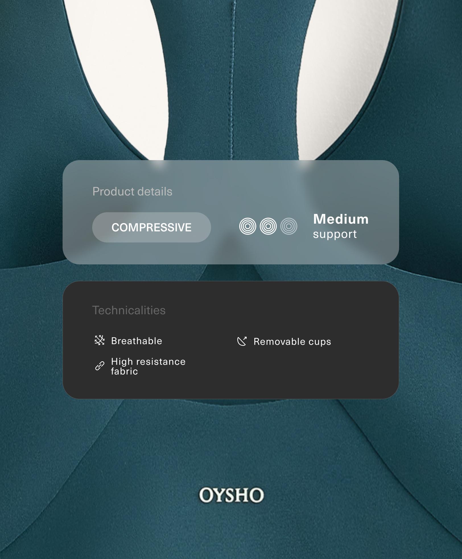 Compressive medium-support bra with cups Compressive medium-support bra with cups