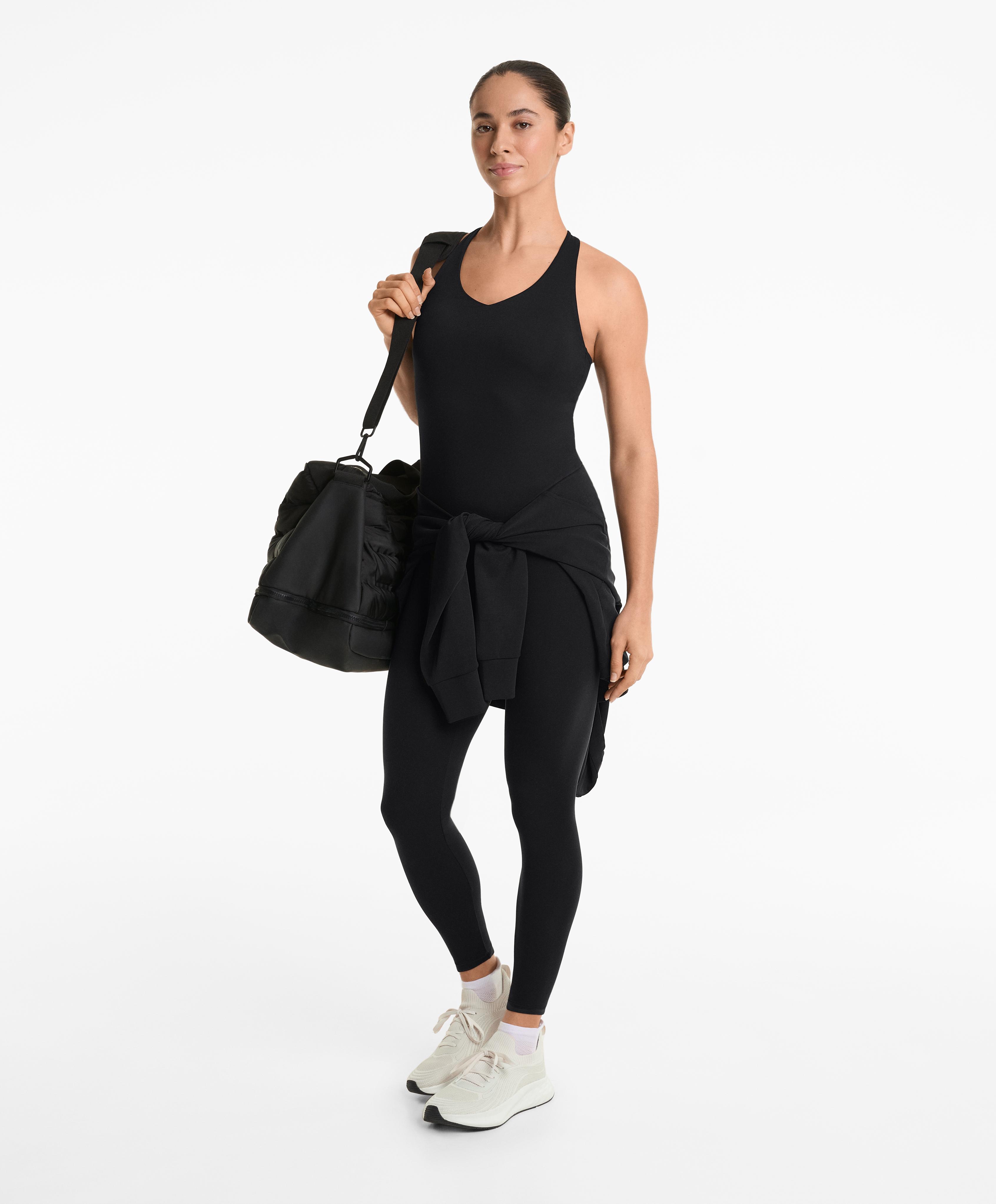 Comfortlux long Tank top multi strap cups — BLACK