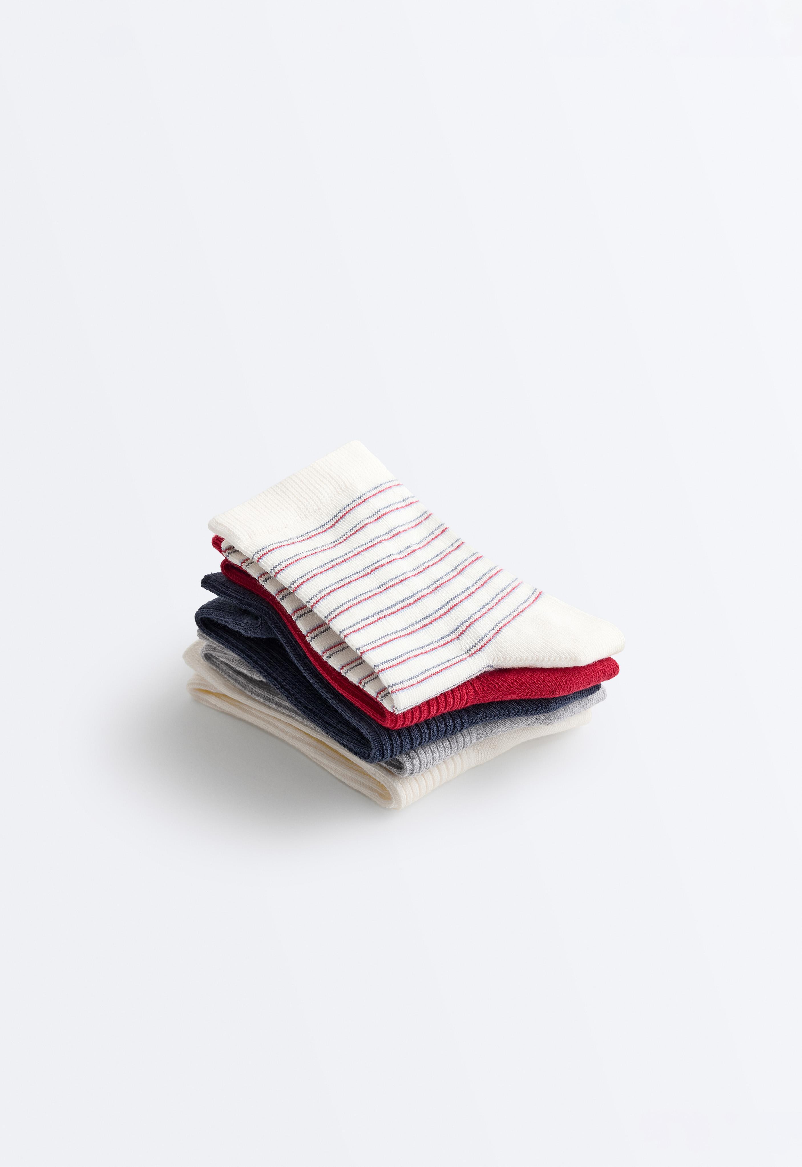 5 pairs of cotton blend quarter socks — BRIGHT RED