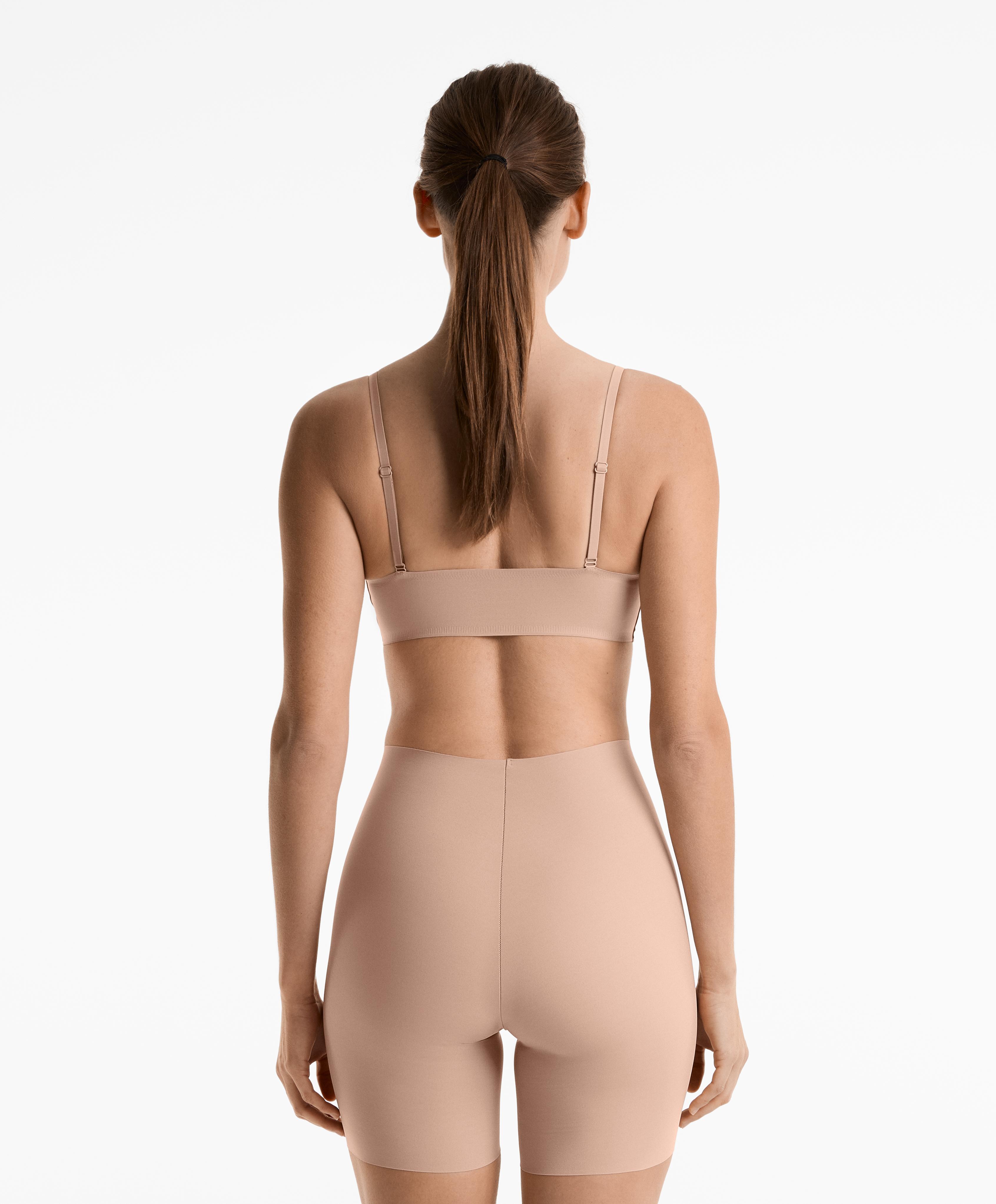 High-waisted invisible laser-cut cycling briefs — BEIGE