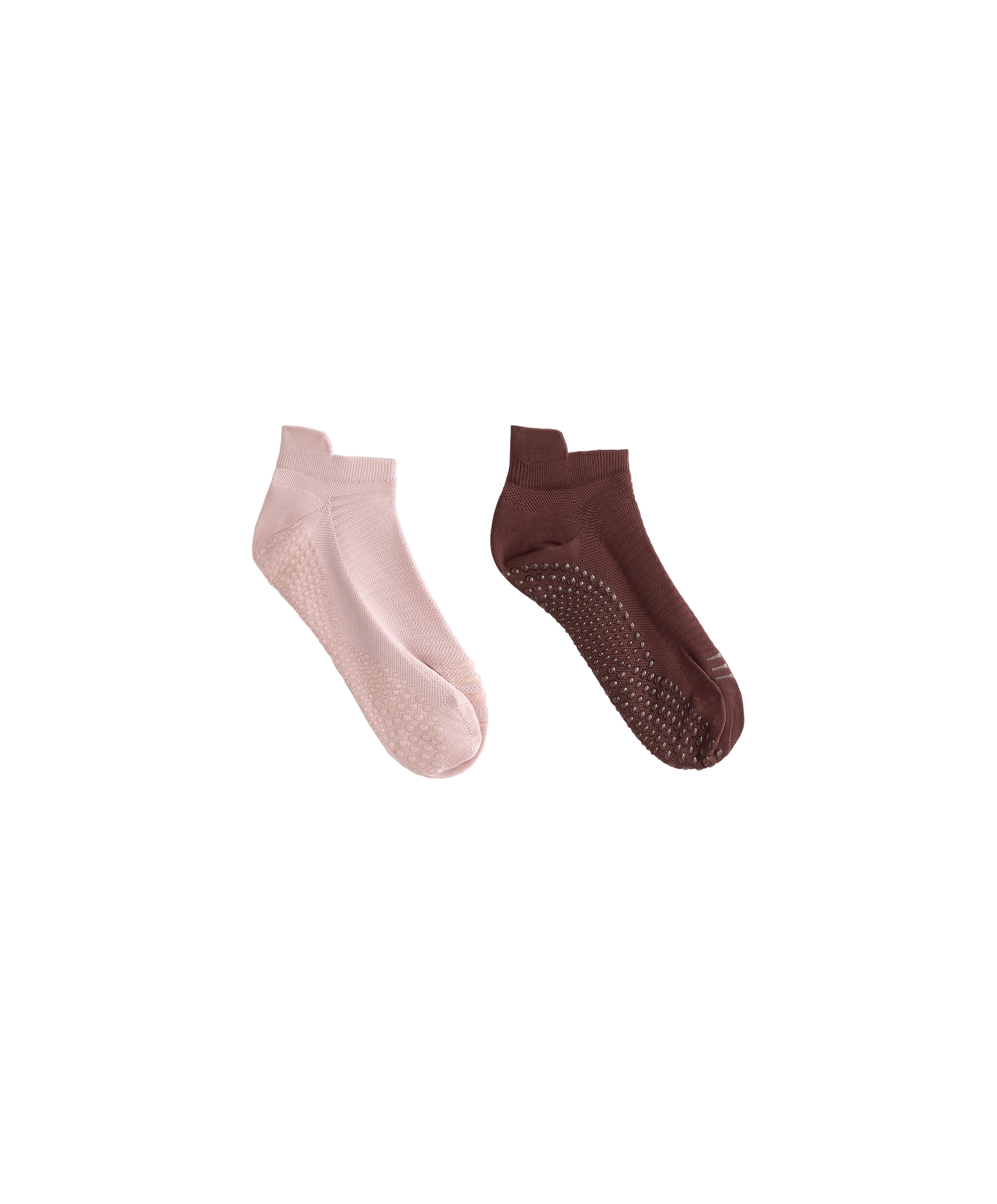 2 pairs of polyamide blend yoga and Pilates sneaker socks — NUDE PINK