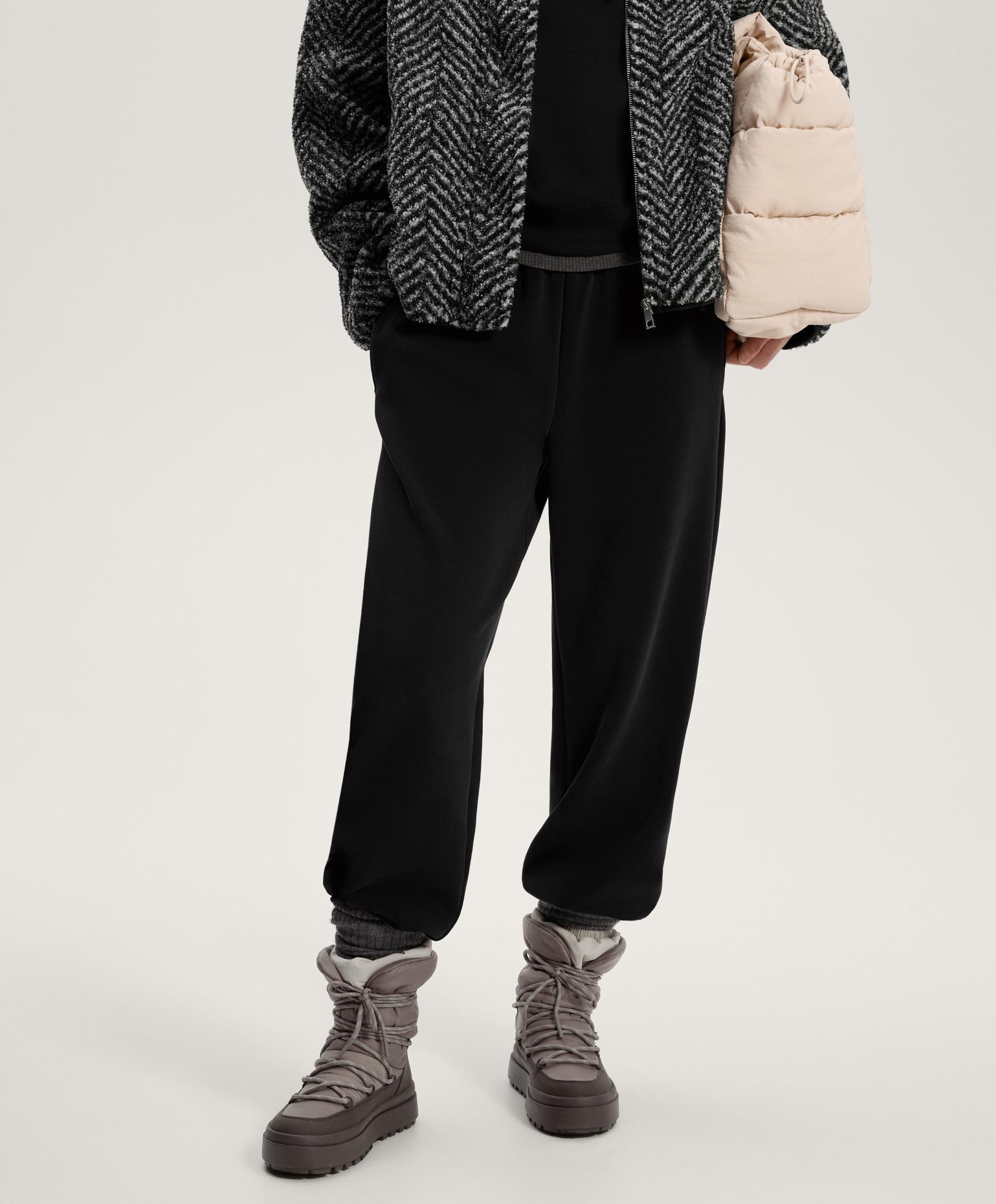Brushed modal joggers — BLACK