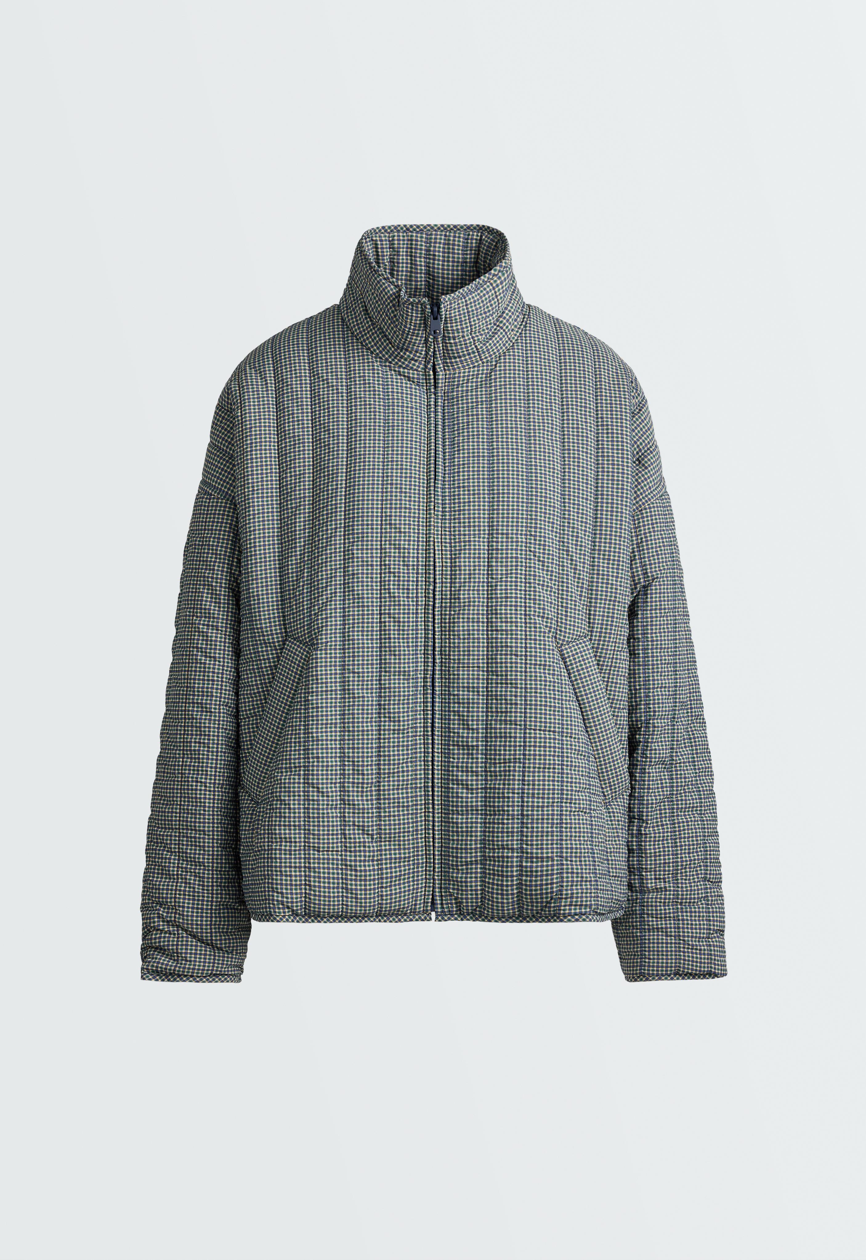 Checked midi padded jacket — BRIGHT LAVENDER