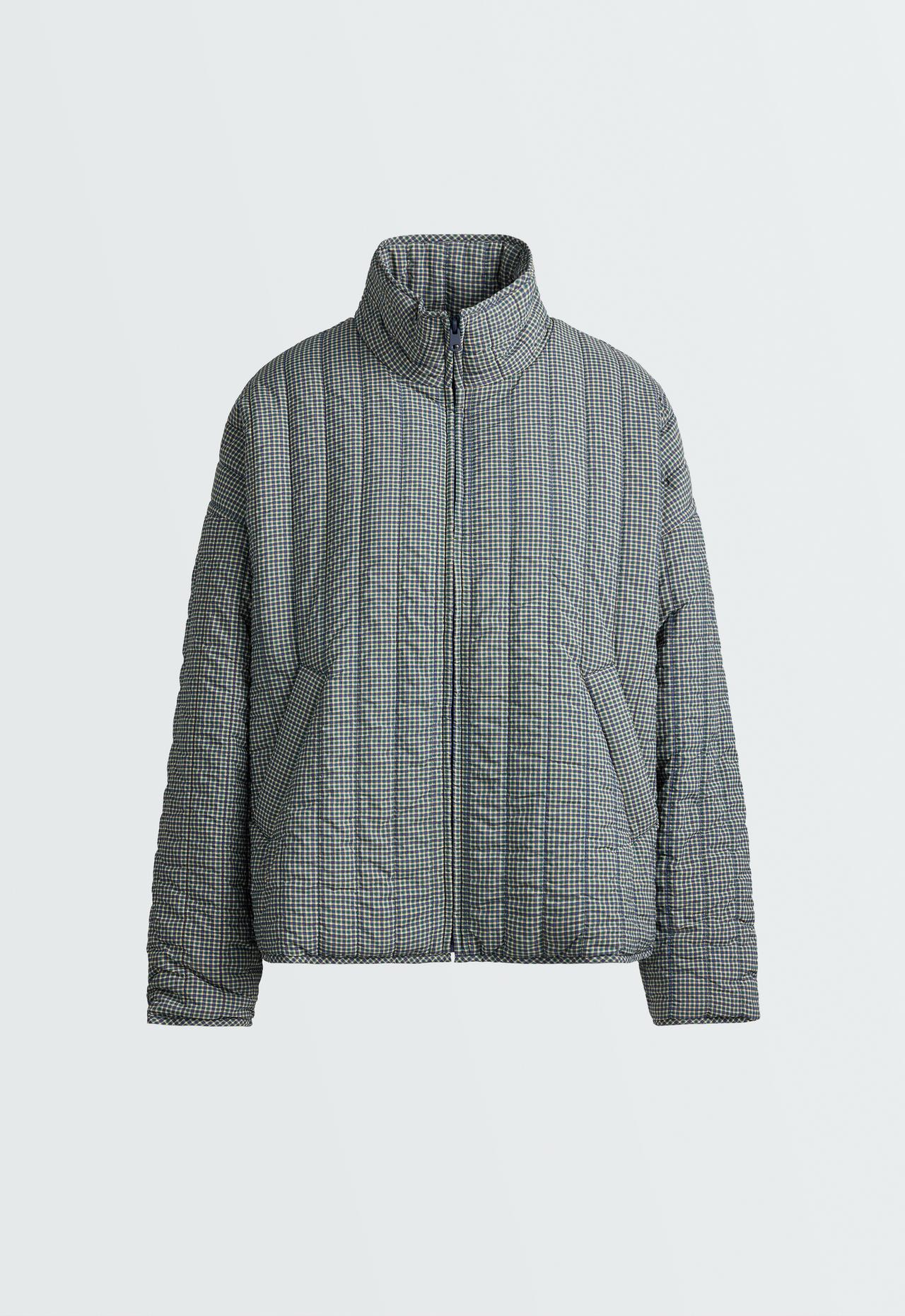 Checked midi padded jacket — BRIGHT LAVENDER