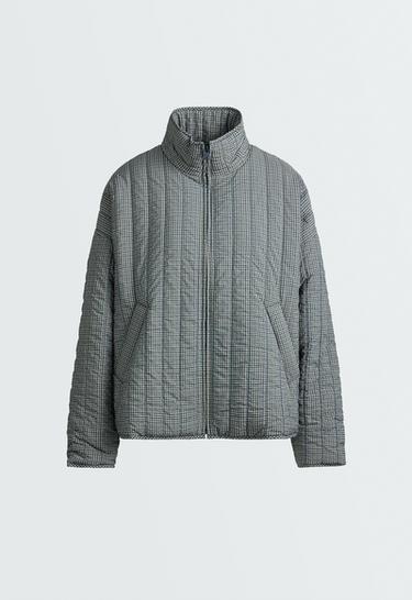 Checked midi padded jacket — BRIGHT LAVENDER 7