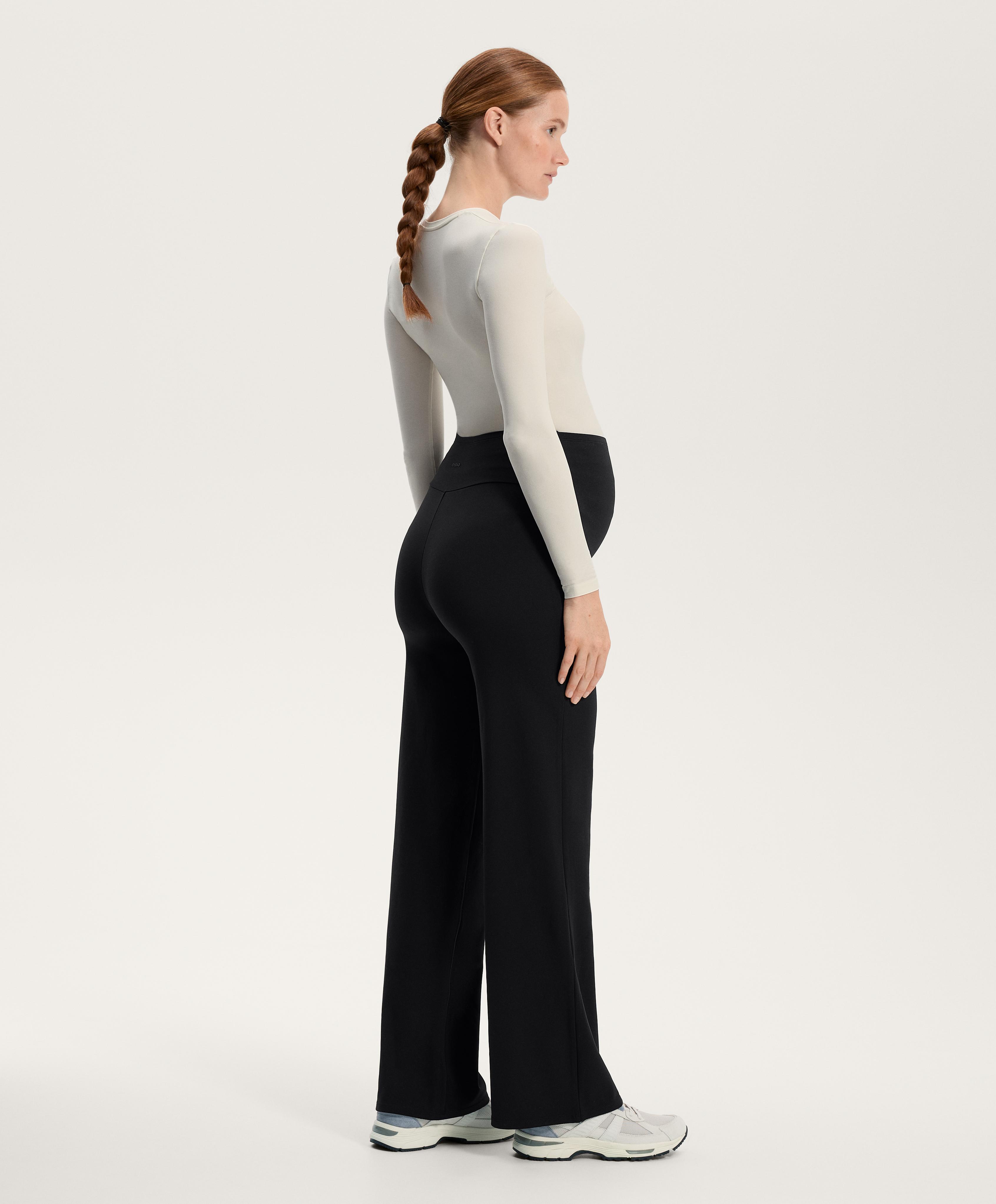 Straight-leg warm maternity trousers — BLACK