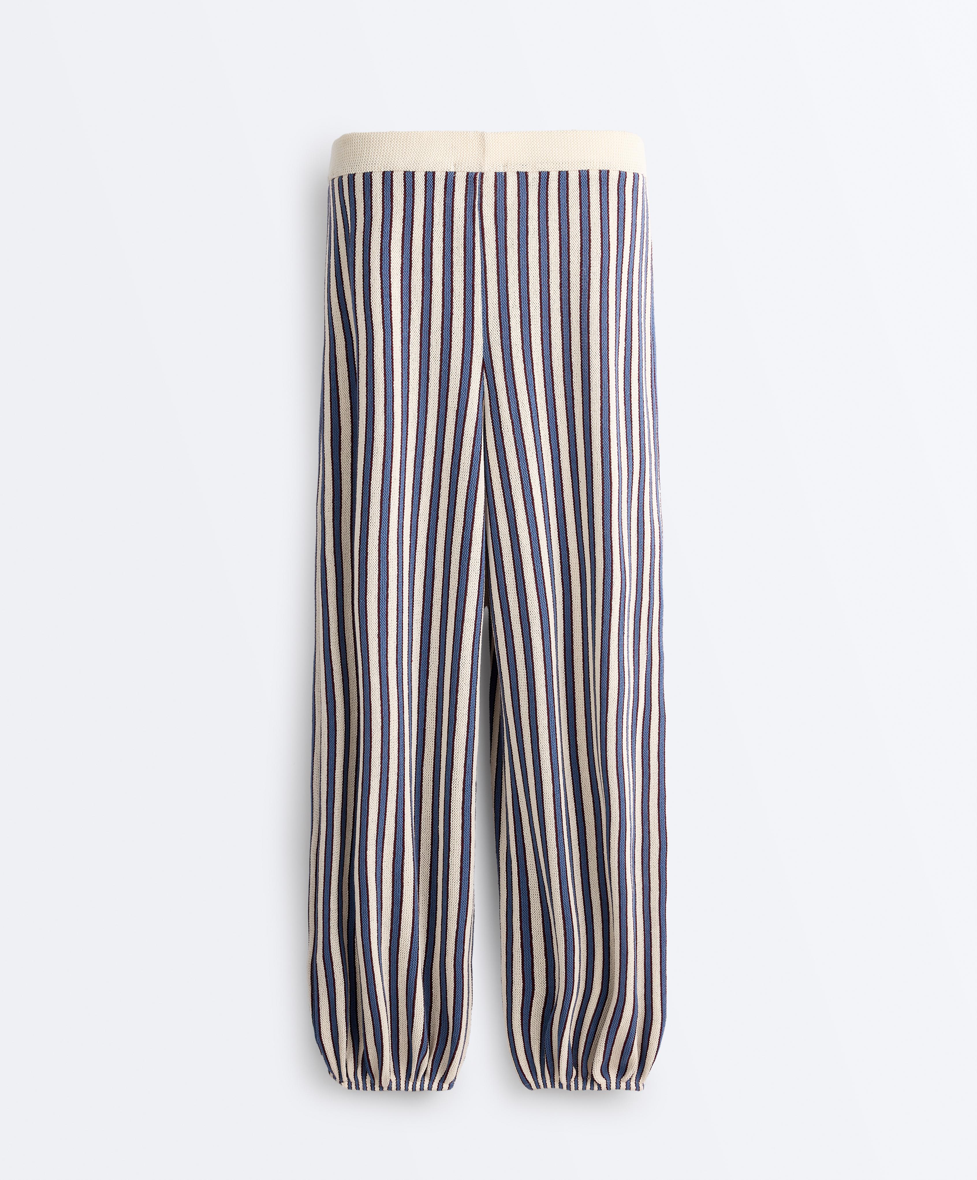 Striped cotton knit bloomer trousers — LAVENDER BLUE