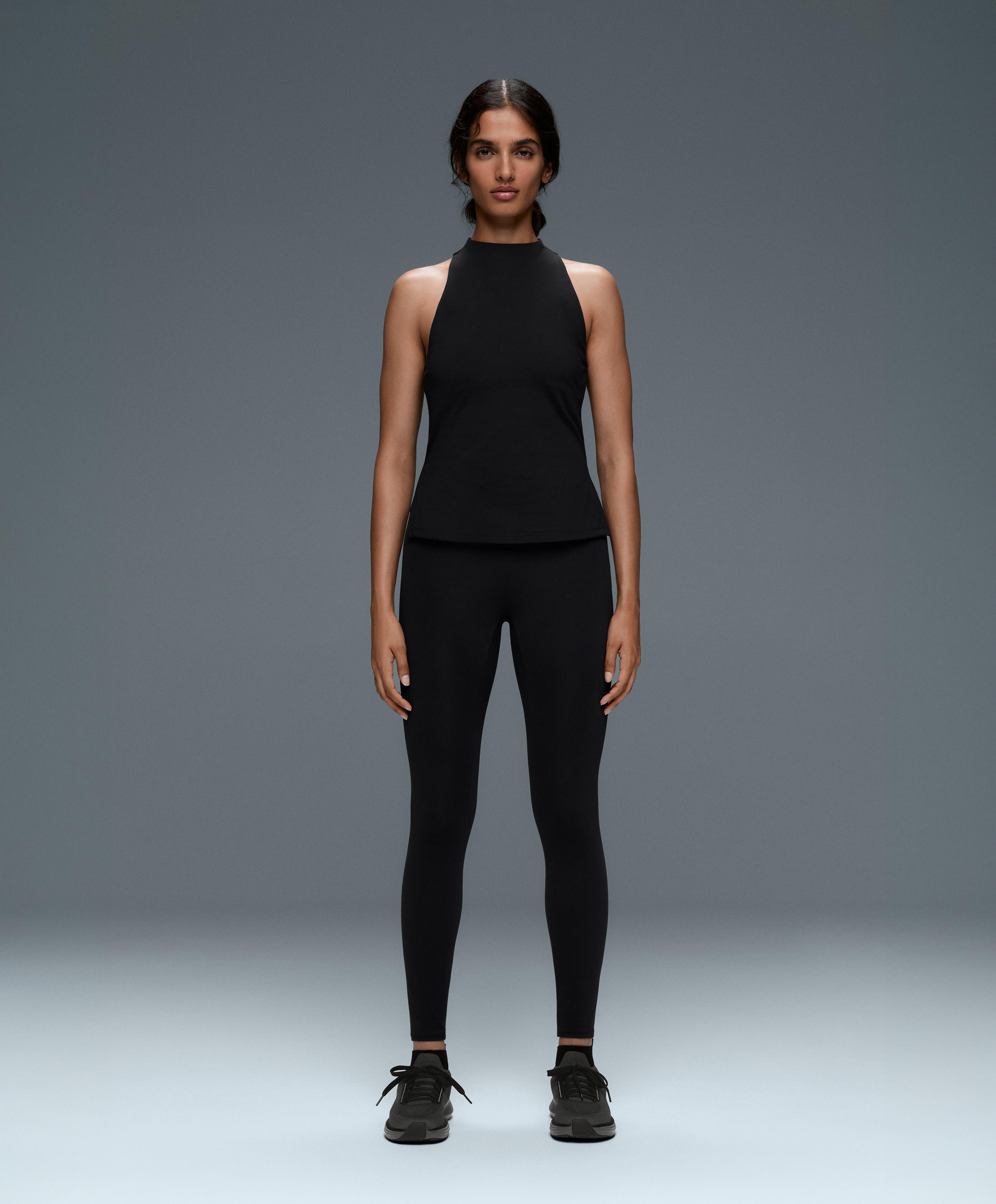 Long Comfortlux halter tank top — BLACK