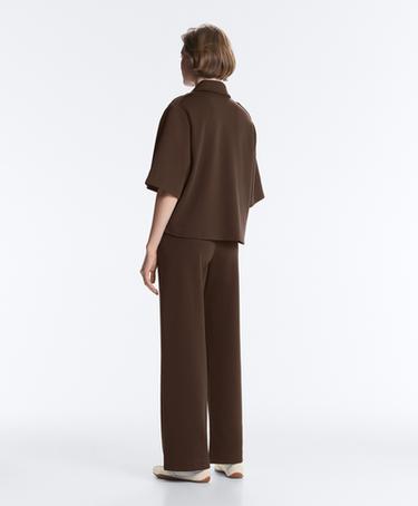 Utility short-sleeve sweatshirt with cotton piqué — DARK BROWN 6
