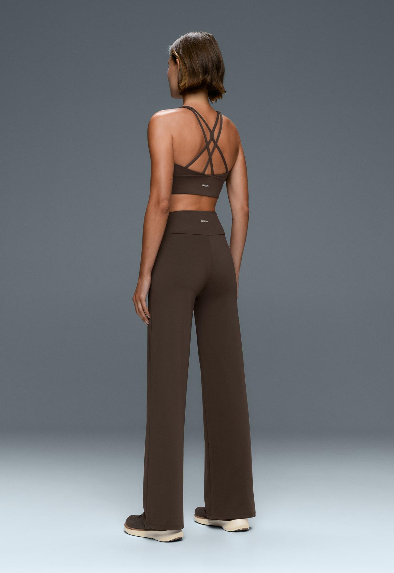 High-rise Comfortlux straight-leg trousers — BROWN