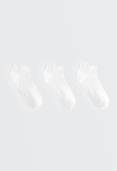 3 pairs of cotton blend sports sneaker socks with heel tab — WHITE 1