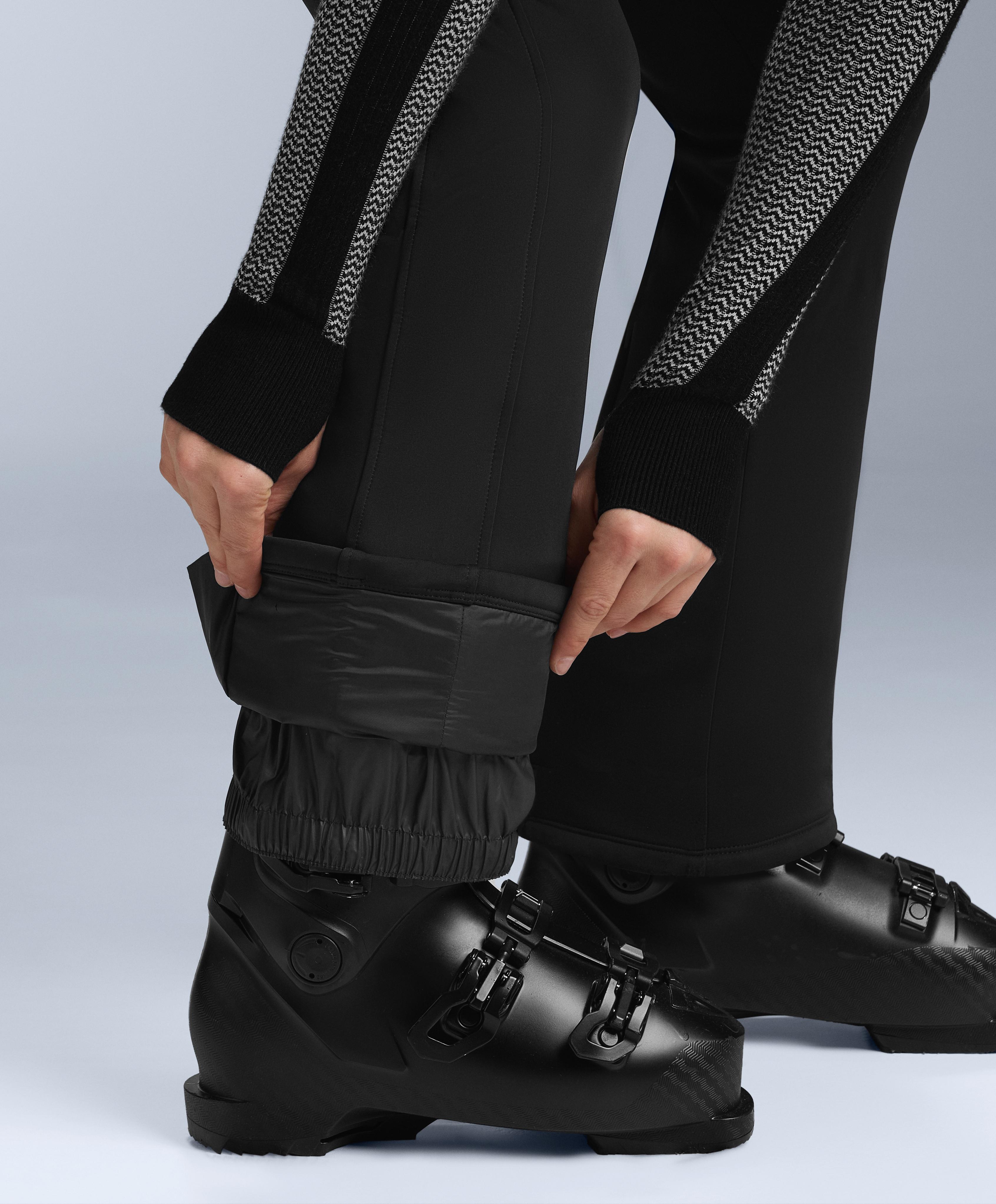 Water-resistant flare stretch SKI trousers — BLACK
