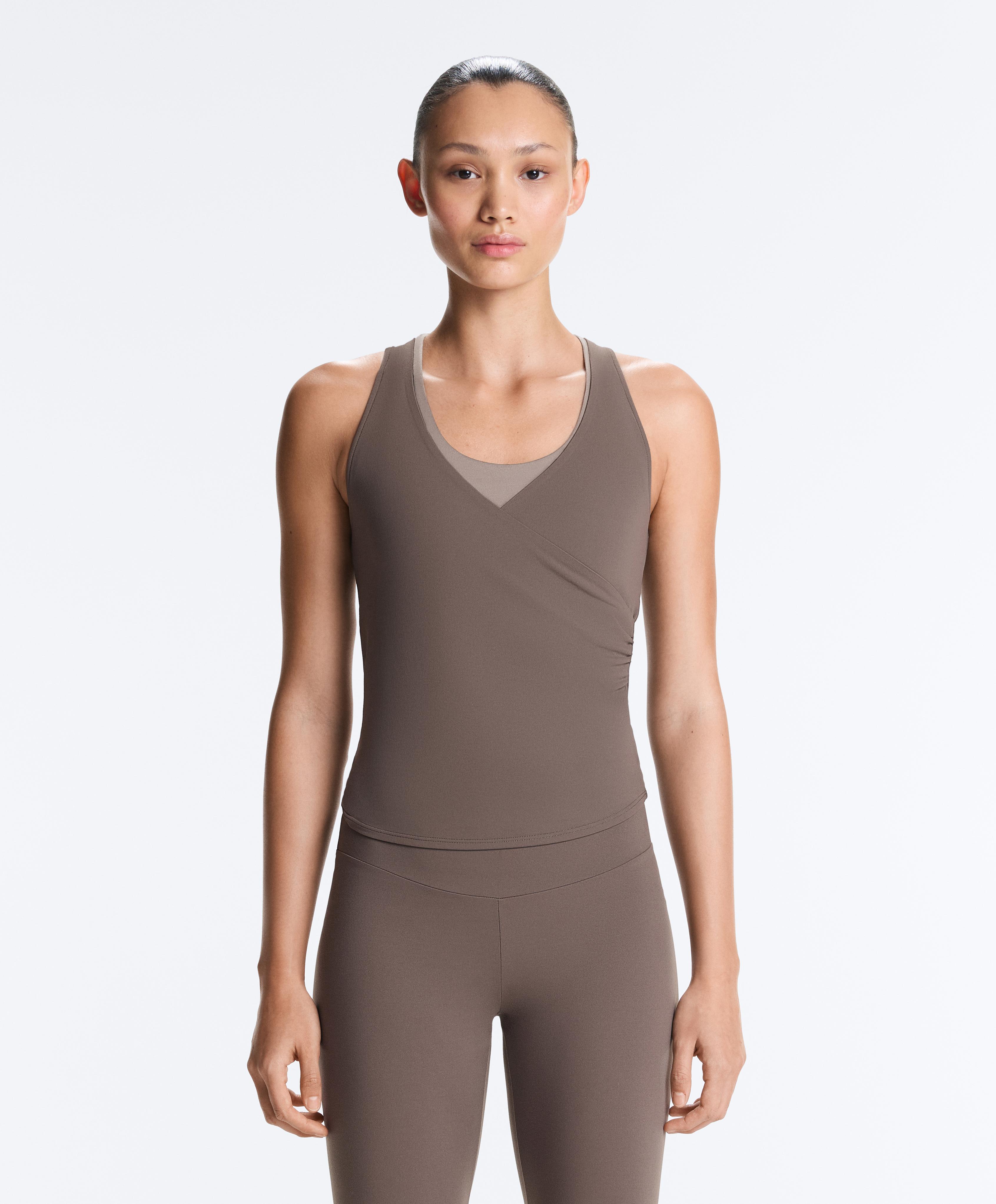 Cross-over sleeveless Comfortlux T-shirt — TAUPE-GREY