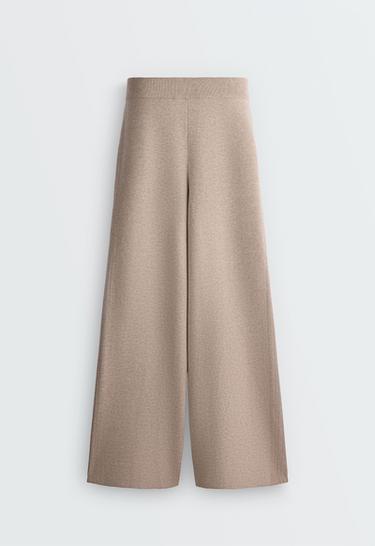 Openwork knit straight-leg trousers — SOFT MINK 5