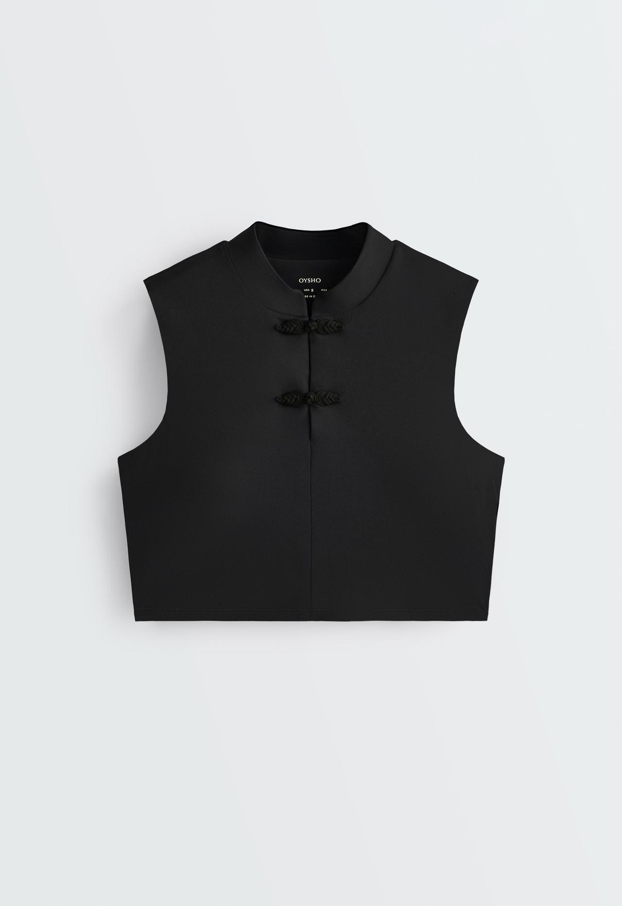 Mandarin-collar comfortlux tank top — BLACK