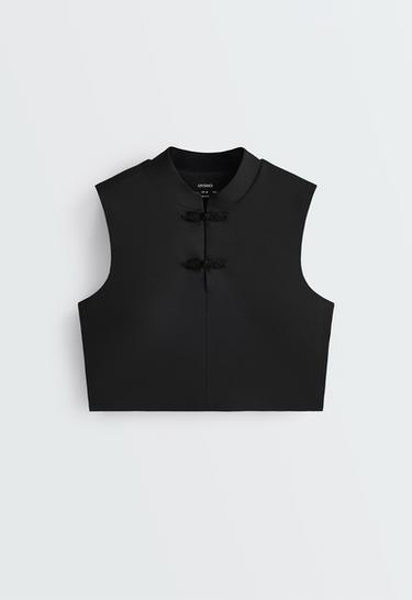 Mandarin-collar comfortlux tank top — BLACK 6
