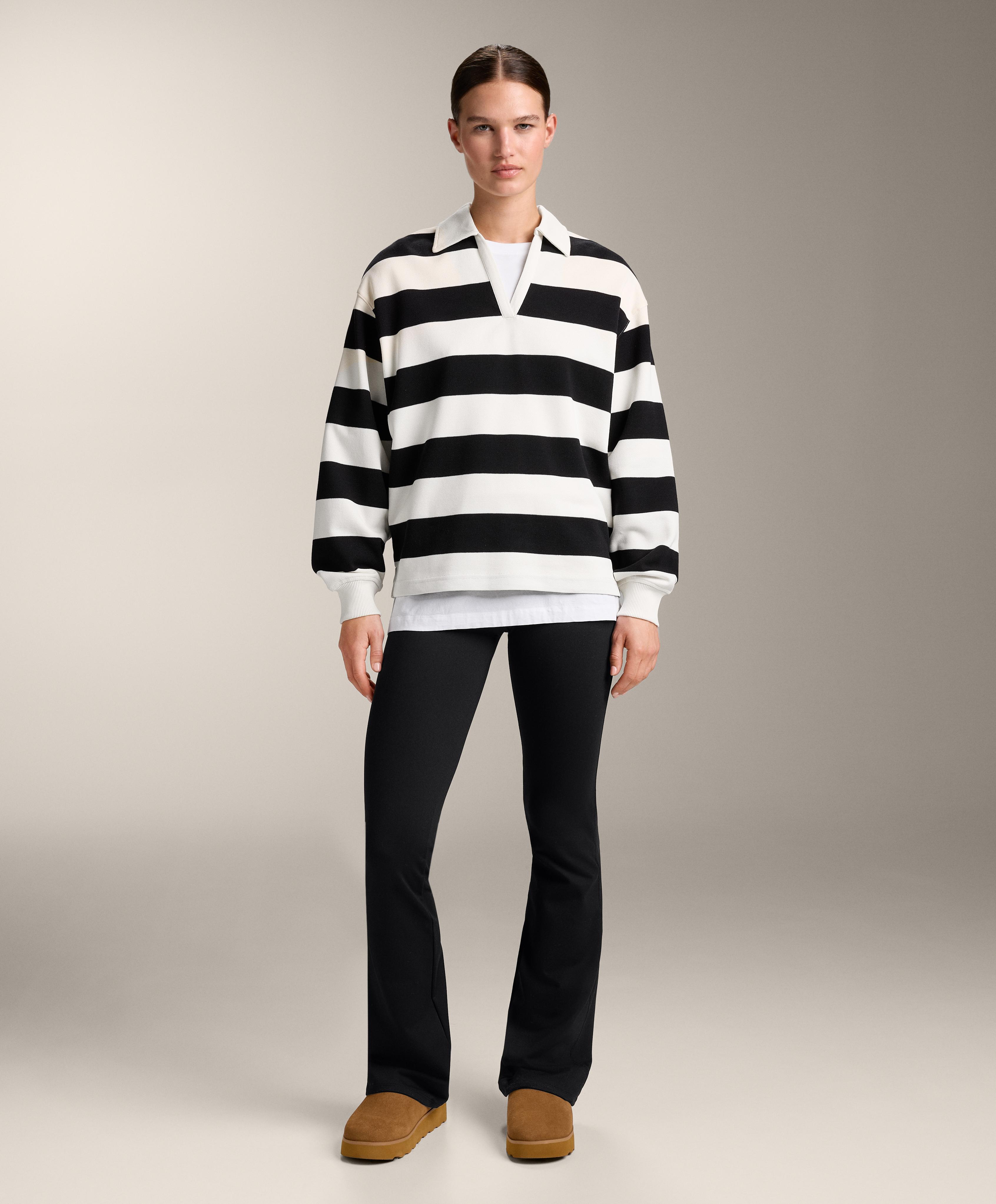 Striped cotton piqué polo shirt — BLACK