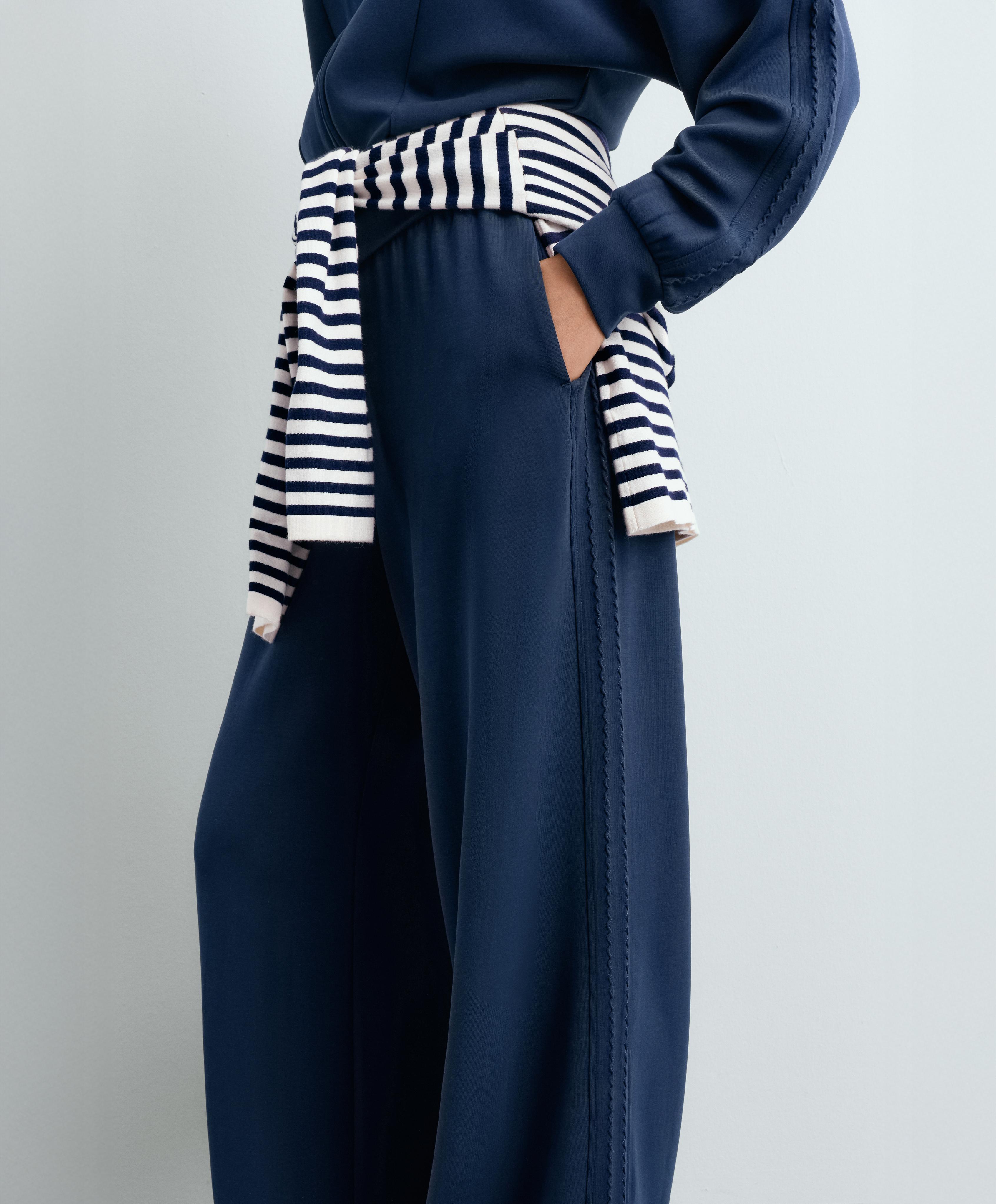 Straight-leg trousers with soft-touch modal — NAVY BLUE