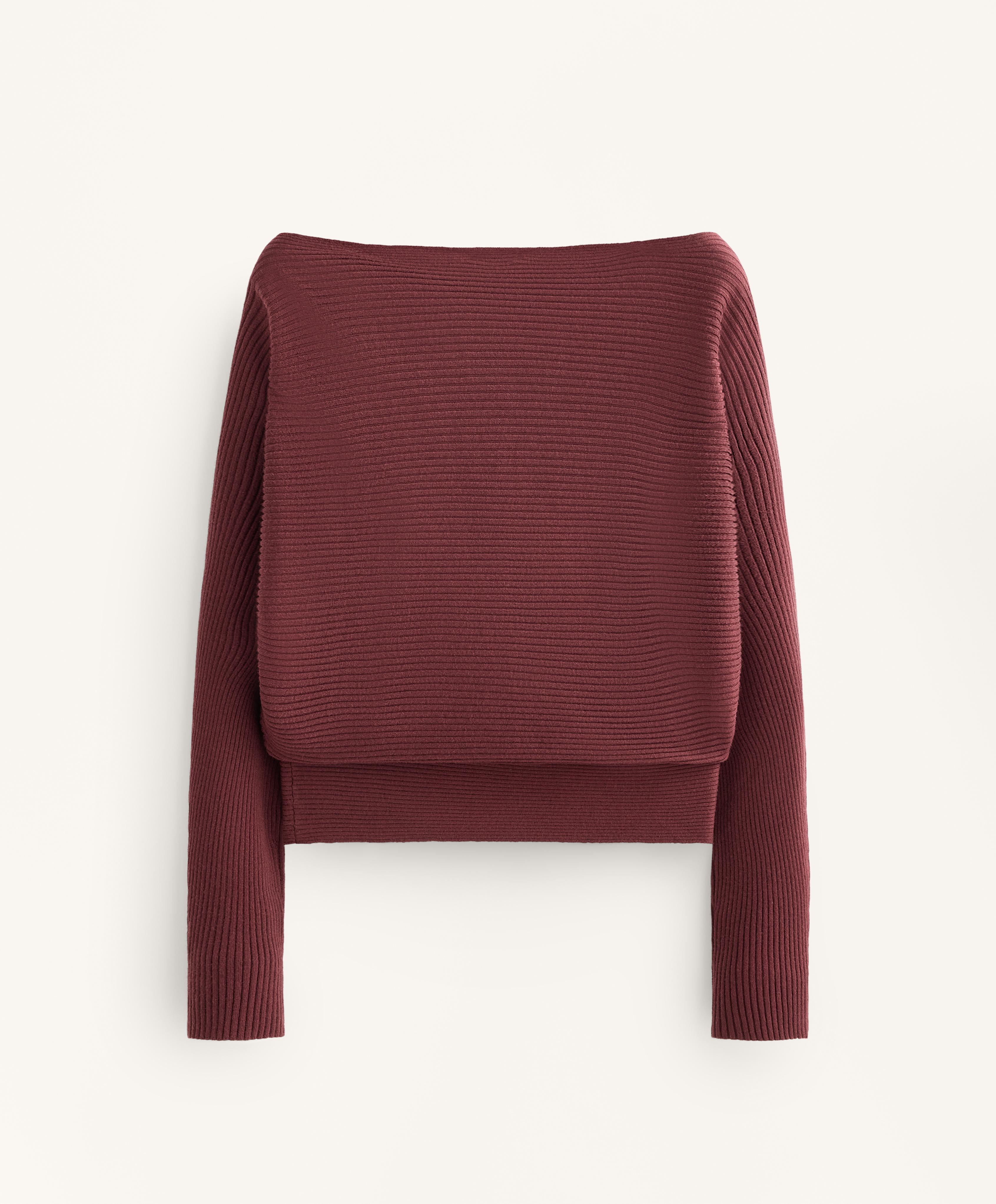 Off-shoulder rib knit jumper