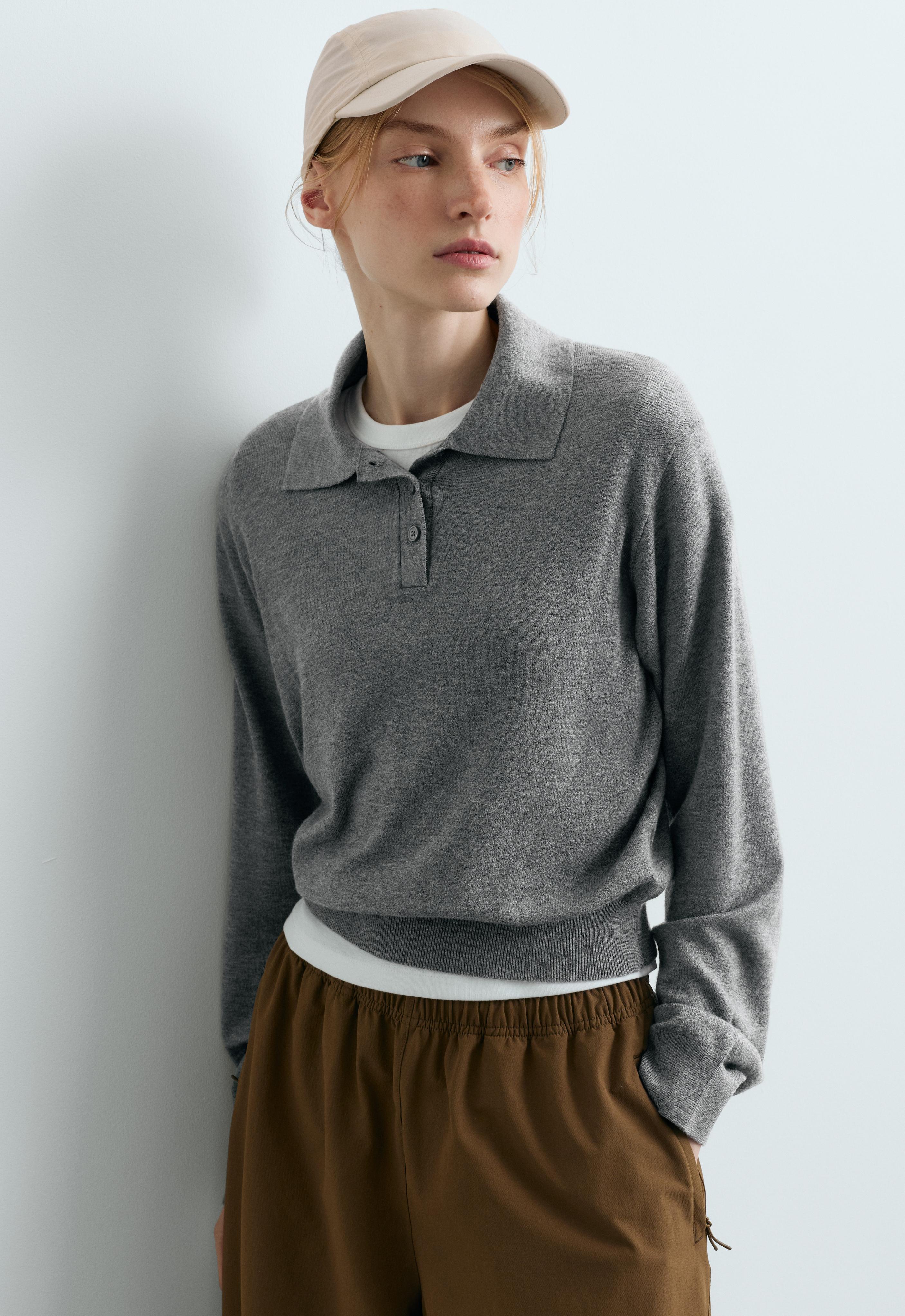 Polo aus Strick mit langem Ärmel Polo aus Strick mit langem Ärmel