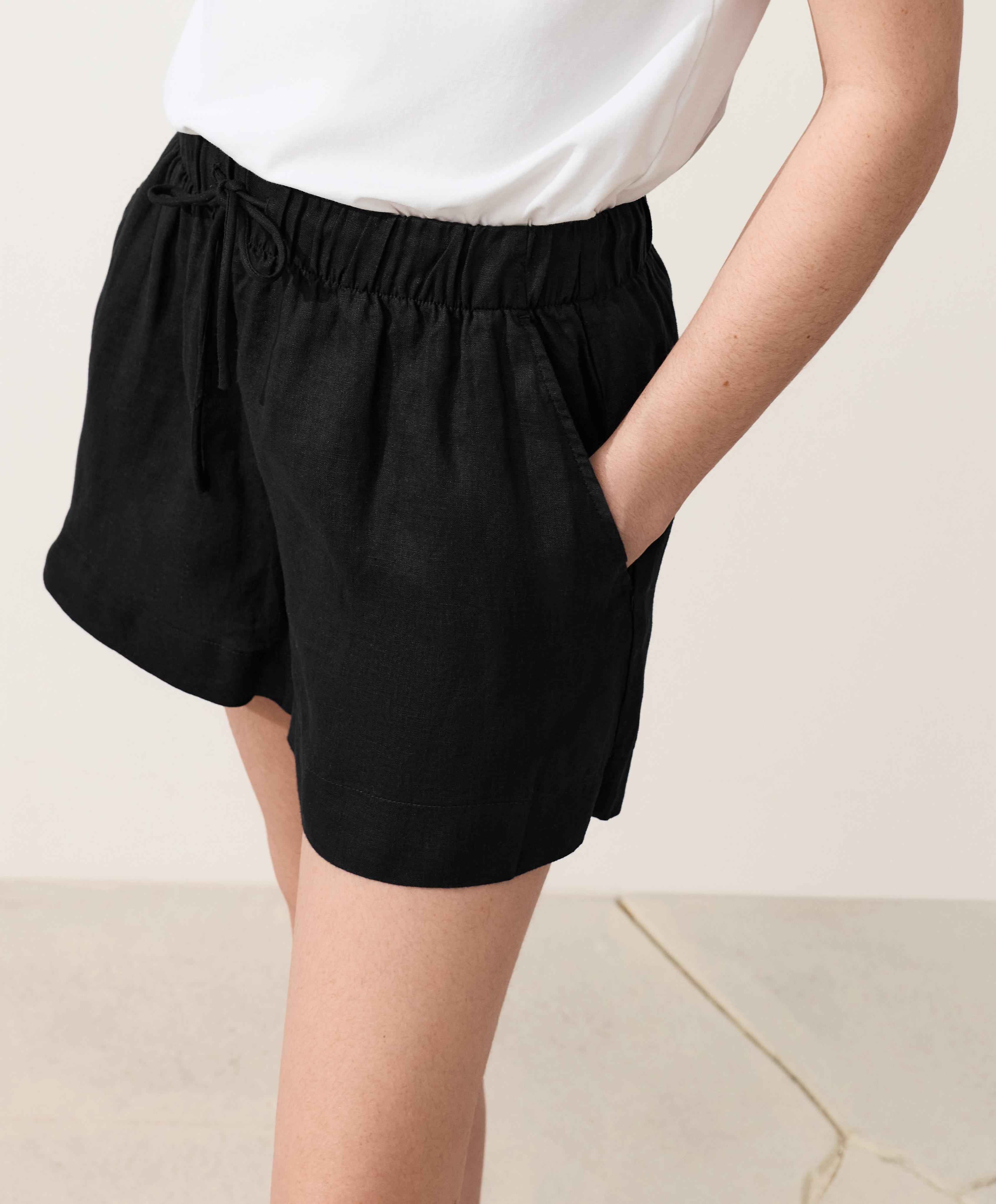 Shorts mid rise 100% lino