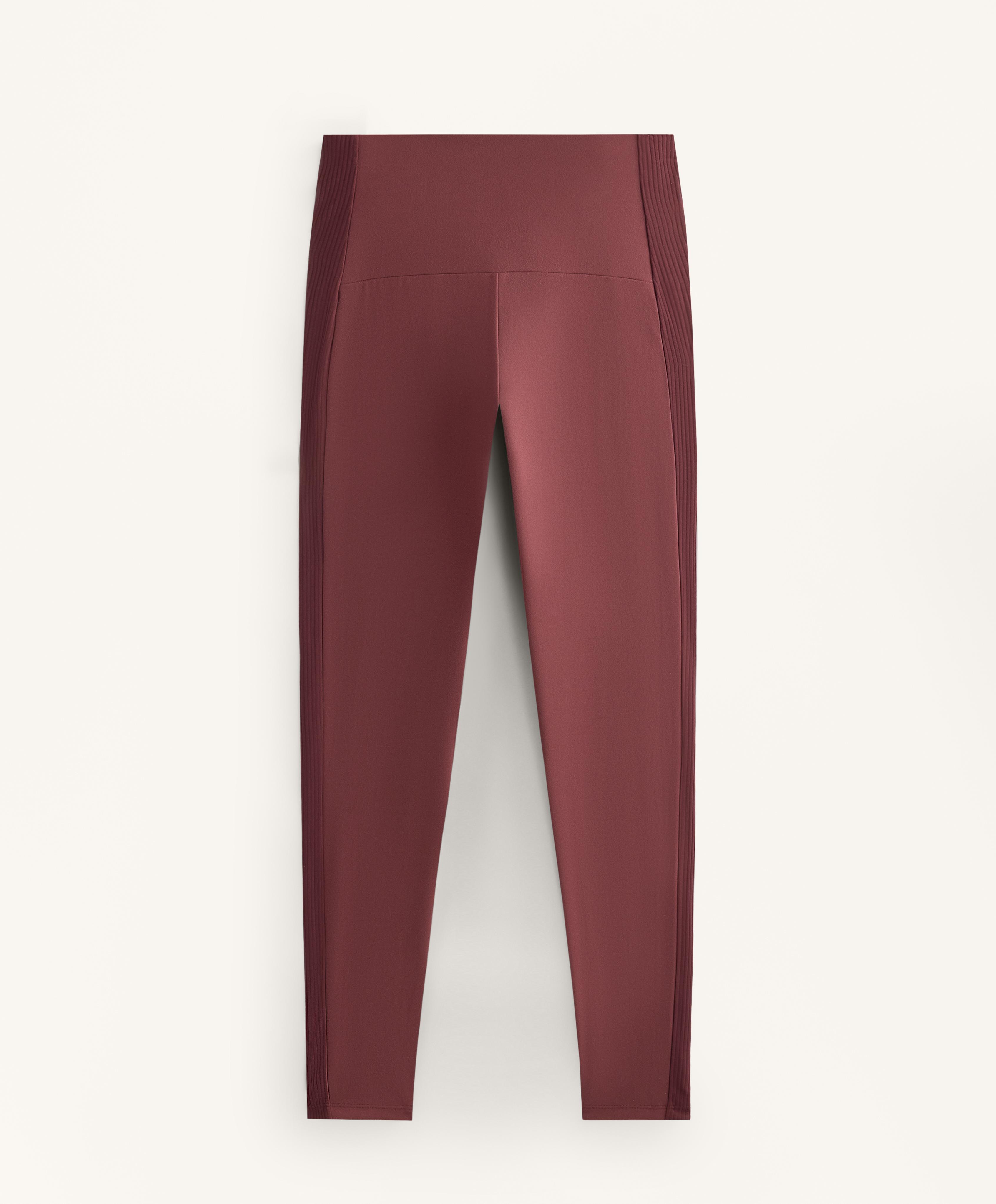 Comfortlux high-rise ankle-length rib leggings — MAROON