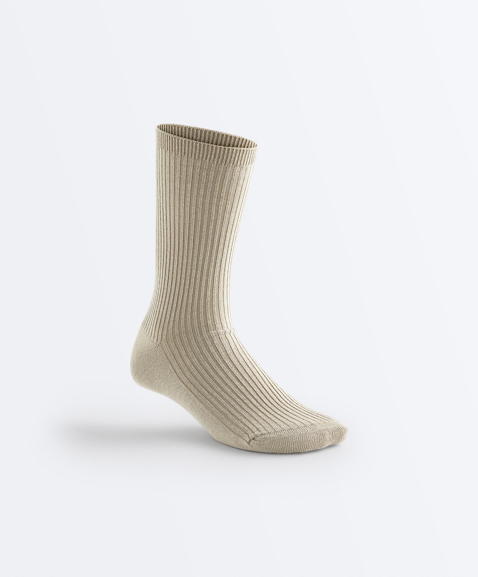 5 pairs of cotton blend classic socks — GREEN BEIGE
